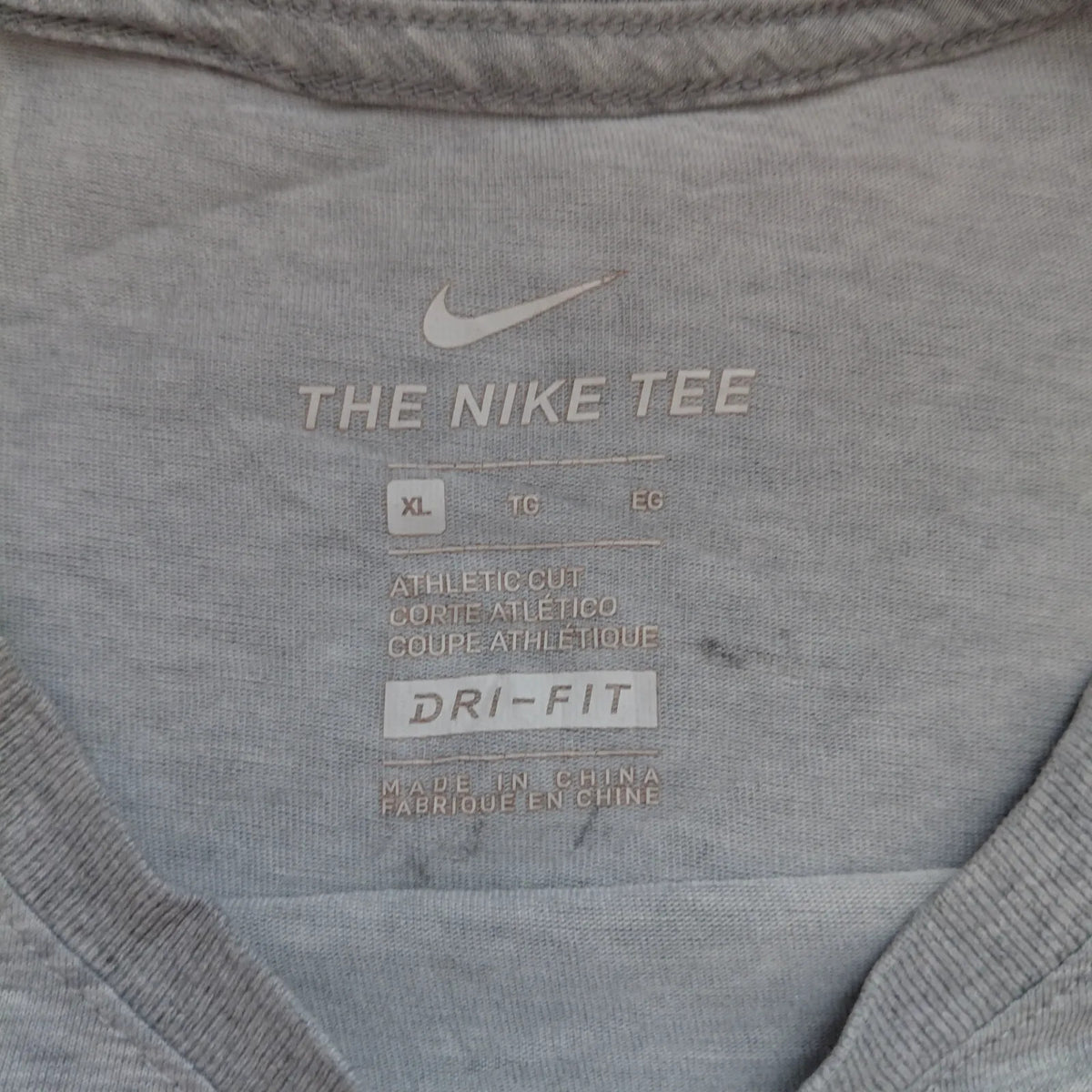 Nike Crew Neck T Shirt XL Grey Basketball Hoop Graphic Dri Fit Athletic Cut