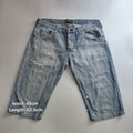 Lee Knox Denim Shorts Mens W34 L36 Light Blue Wash Denim Button Fly Jorts