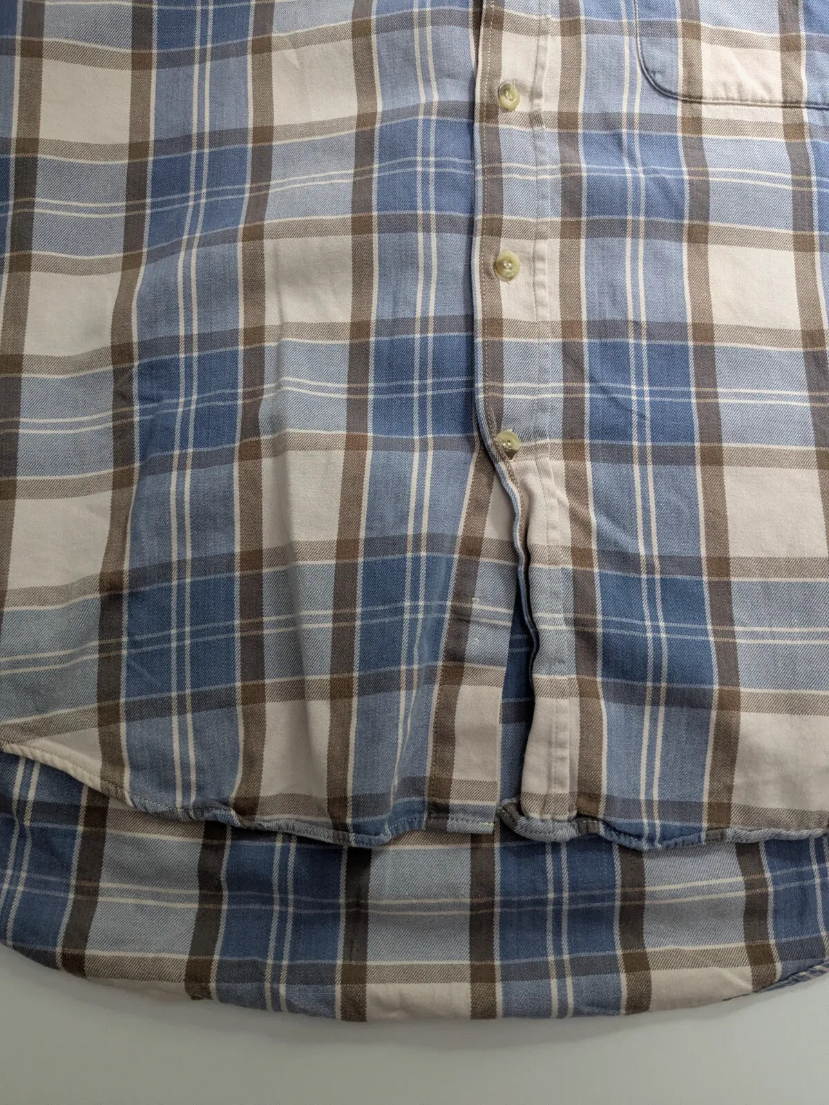 Fila Shirt Medium Blue Cotton Plaid Button Up Long Sleeve Logo Workwear