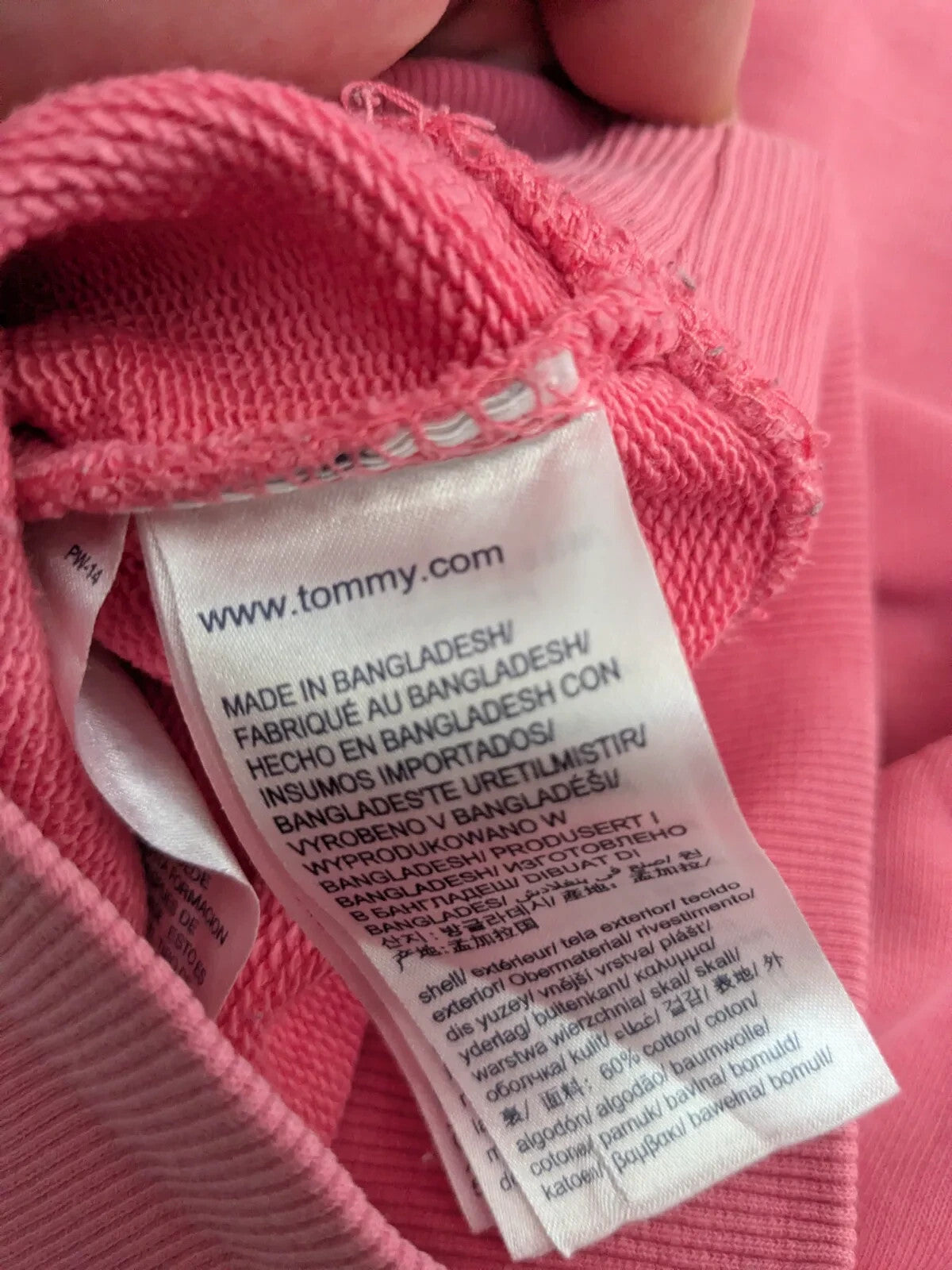 Tommy Jeans Crewneck Sweatshirt M Pink Cotton Logo Pullover