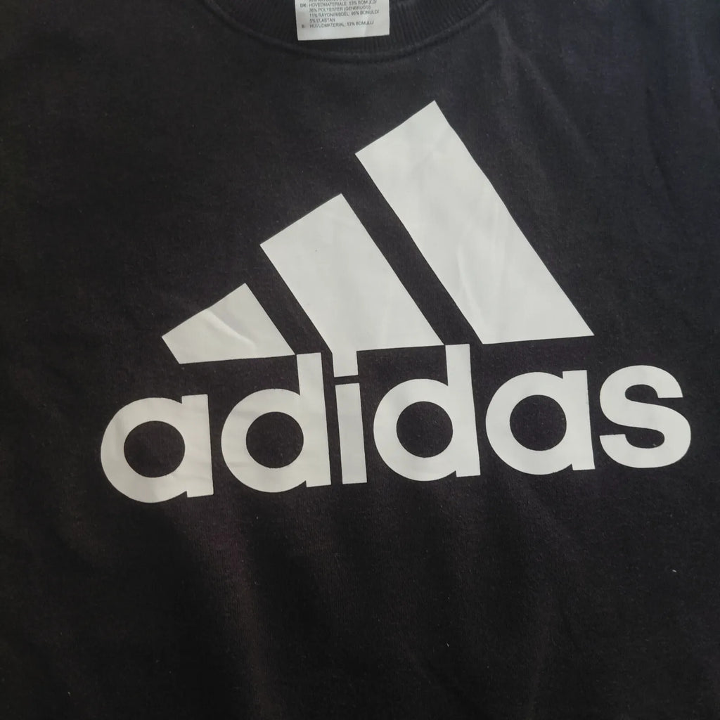 Adidas Crewneck Sweatshirt UK 13-14Y Black Cotton Blend Logo Streetwear