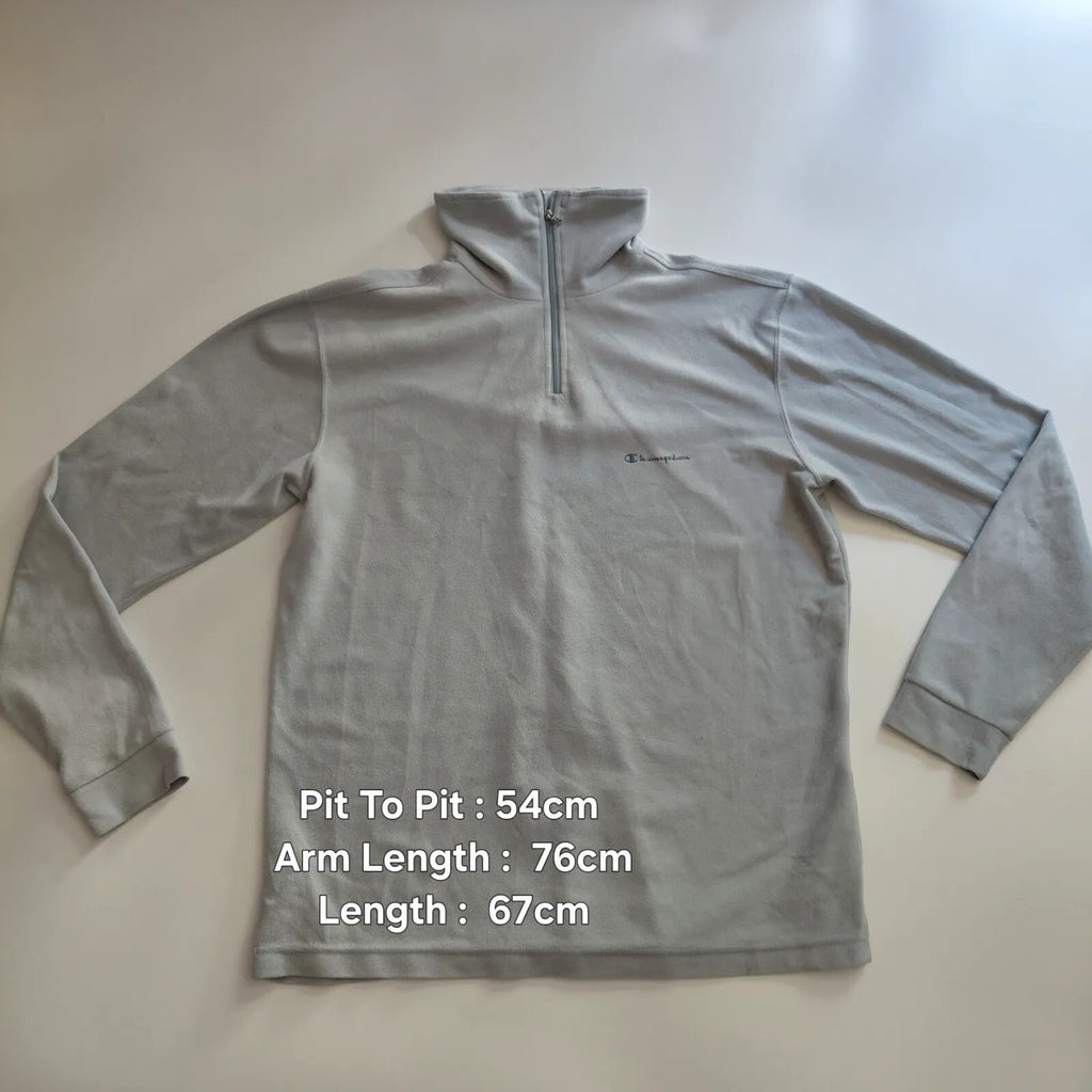 Champion 1/4 Zip Fleece Grey Logo Embroidered Outdoor