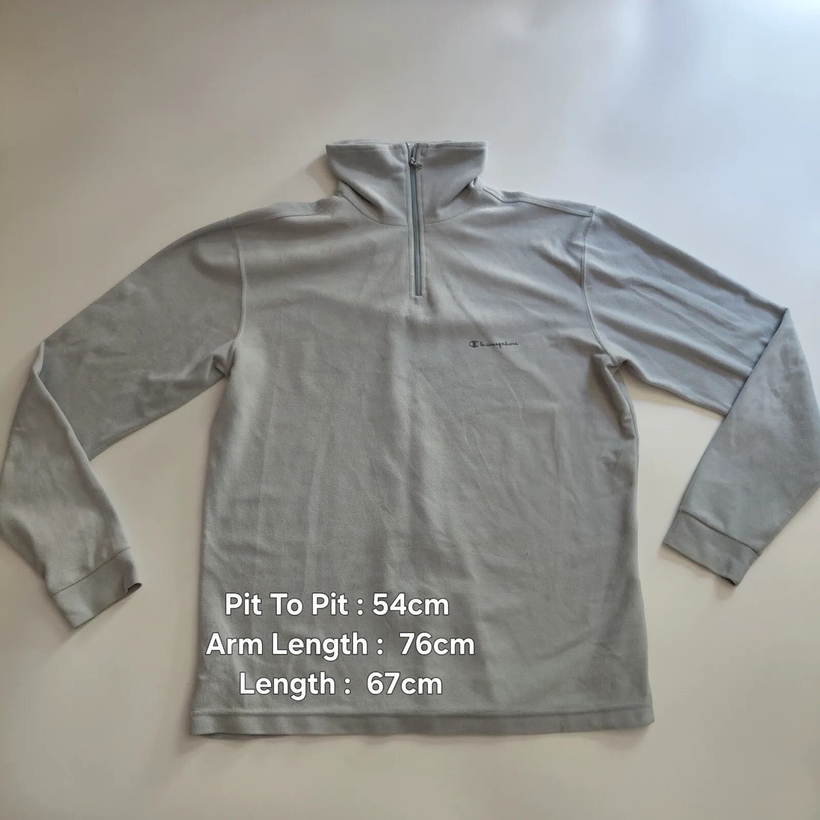 Champion 1/4 Zip Fleece Grey Logo Embroidered Outdoor