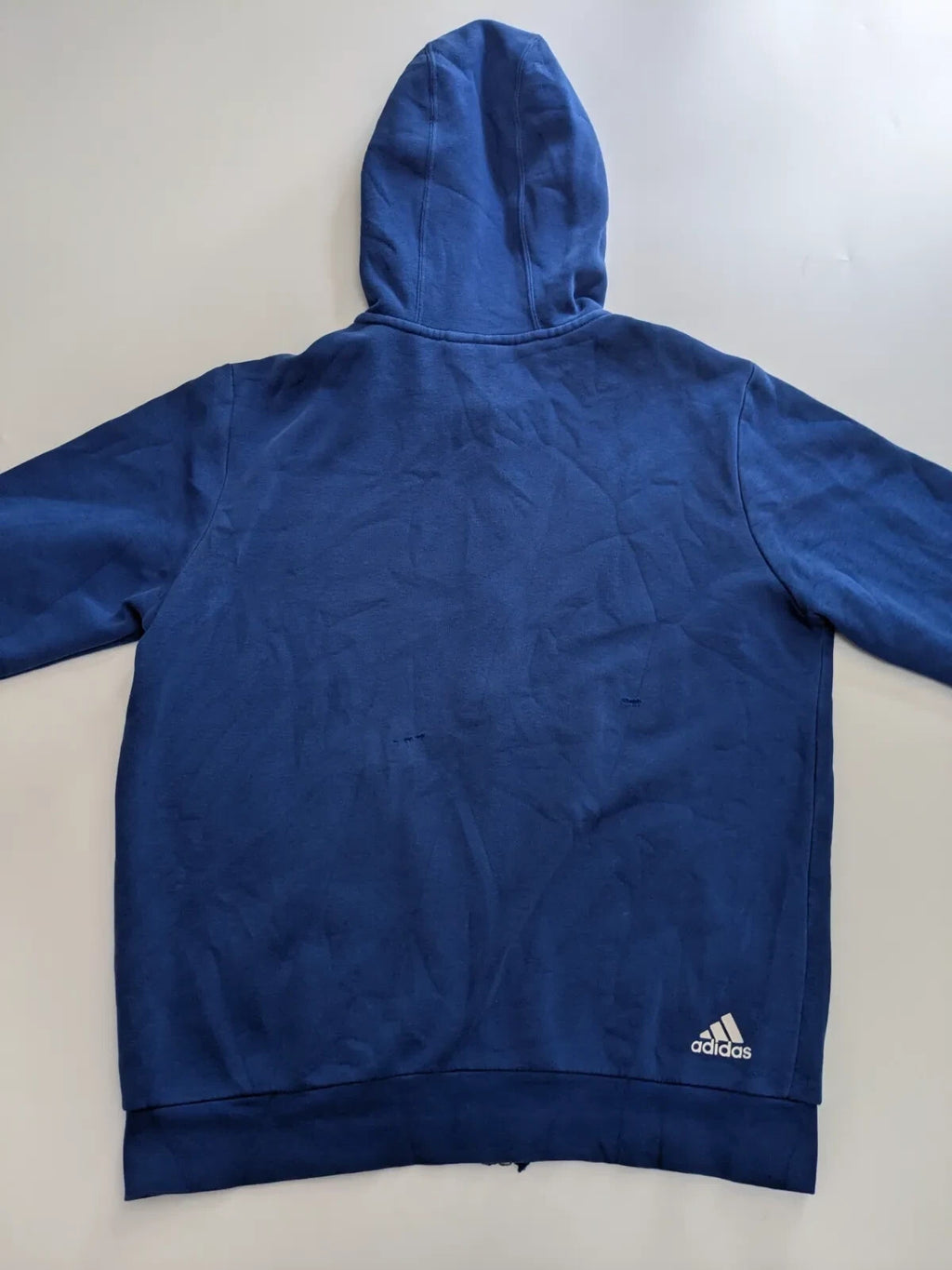 Adidas Zip Hoodie Blue Logo Full Zip Hooded Streetwear womens uk 8-10