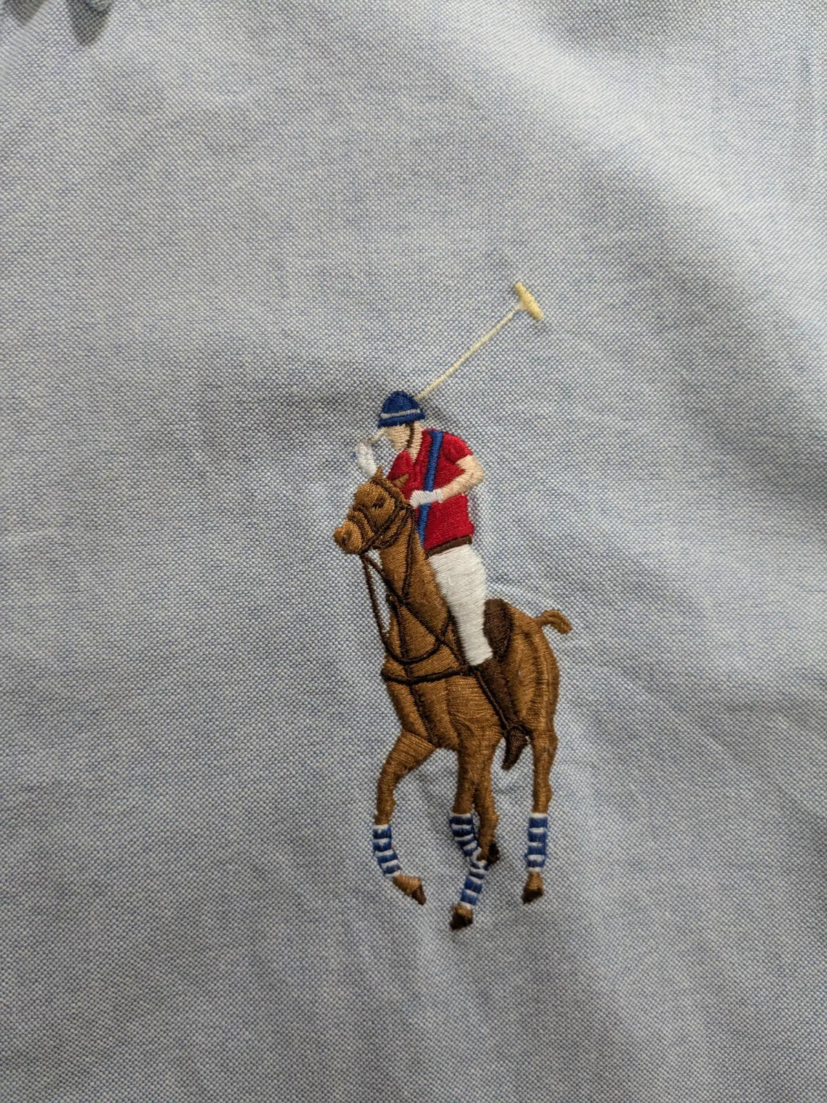 Ralph Lauren Shirt Mens Large Light Blue Cotton Embroidered Logo Custom Fit