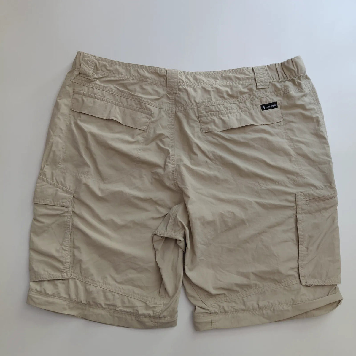 Columbia Cargo Shorts Beige Nylon Ripstop Outdoor Utility Button Fly