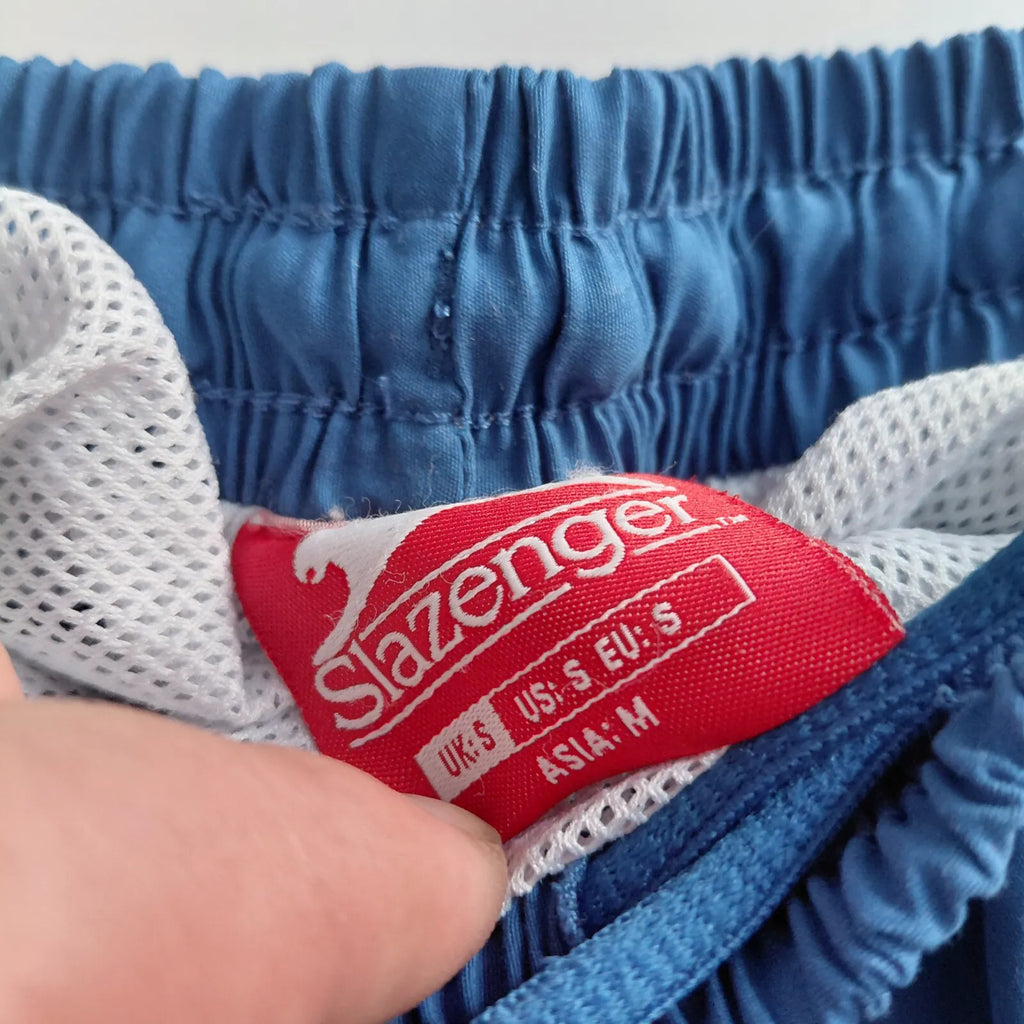 Slazenger Shorts UK S Blue Drawstring Waist Logo Sport Athletic