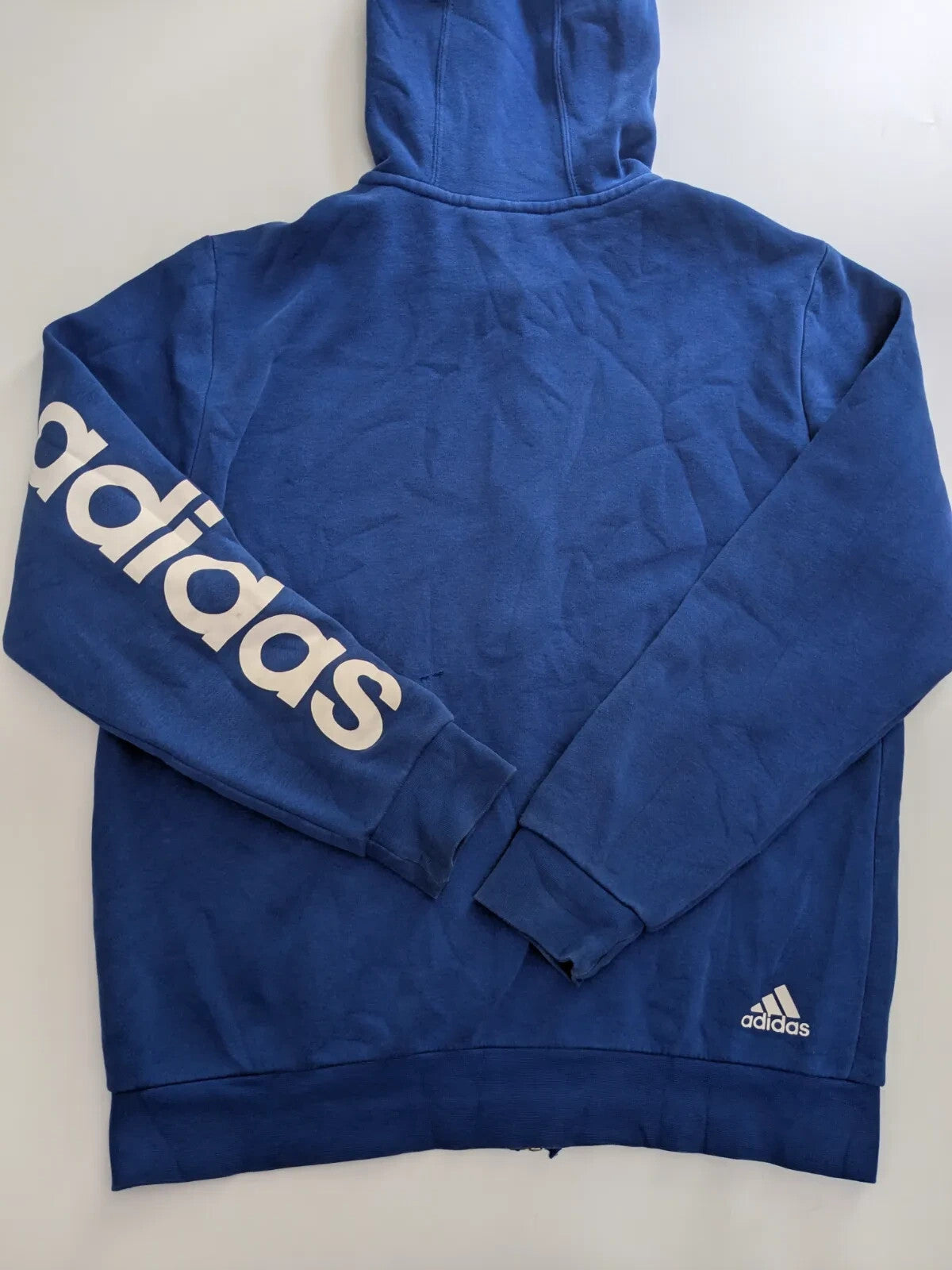 Adidas Zip Hoodie Blue Logo Full Zip Hooded Streetwear womens uk 8-10
