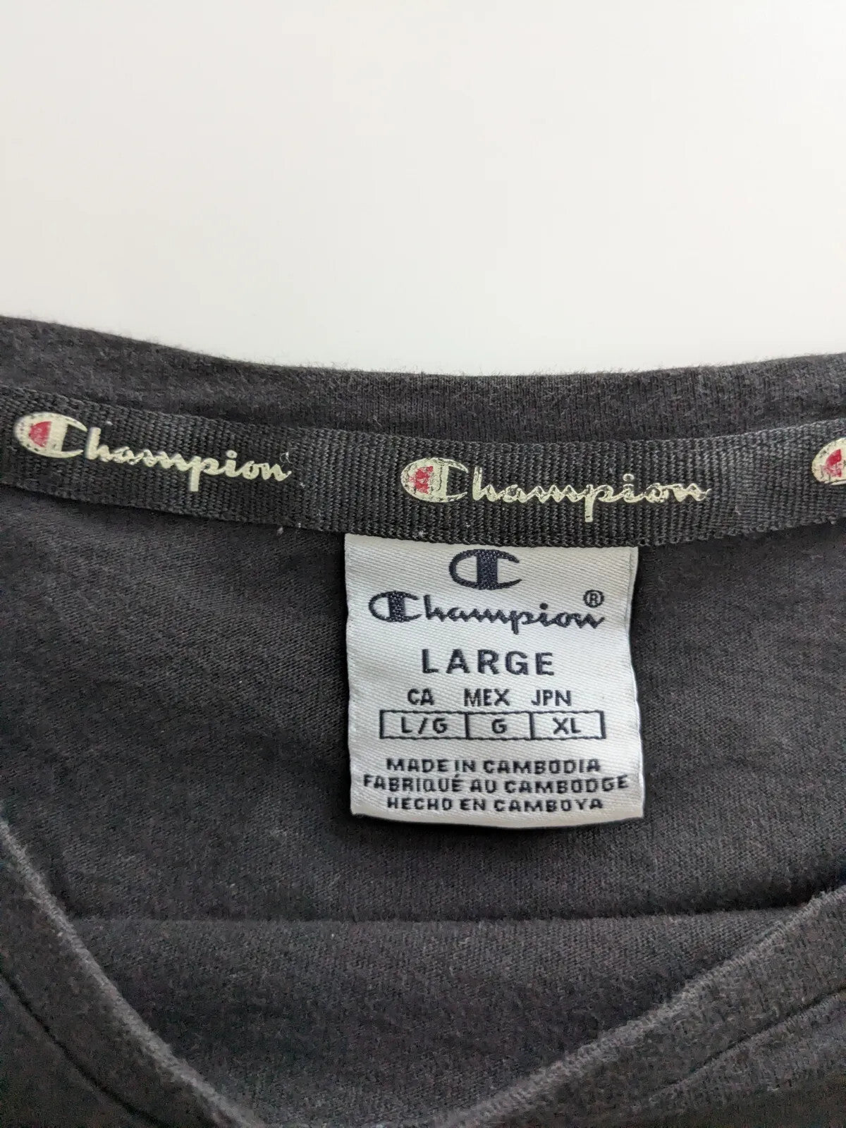 Champion T-Shirt Large Black Logo Streetwear