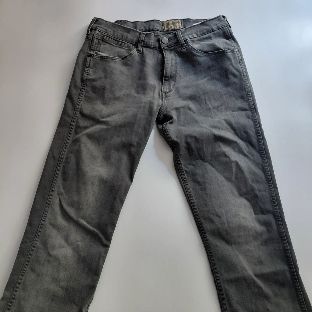 Wrangler Greensboro Jeans Mens W33 L36 Grey Denim Straight Leg Workwear Button