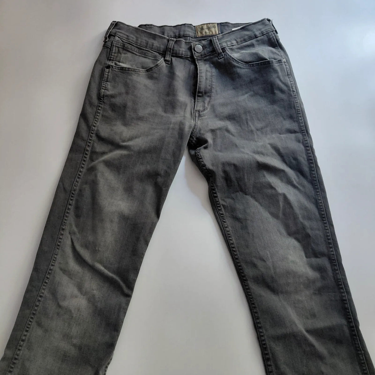 Wrangler Greensboro Jeans Mens W33 L36 Grey Denim Straight Leg Workwear Button
