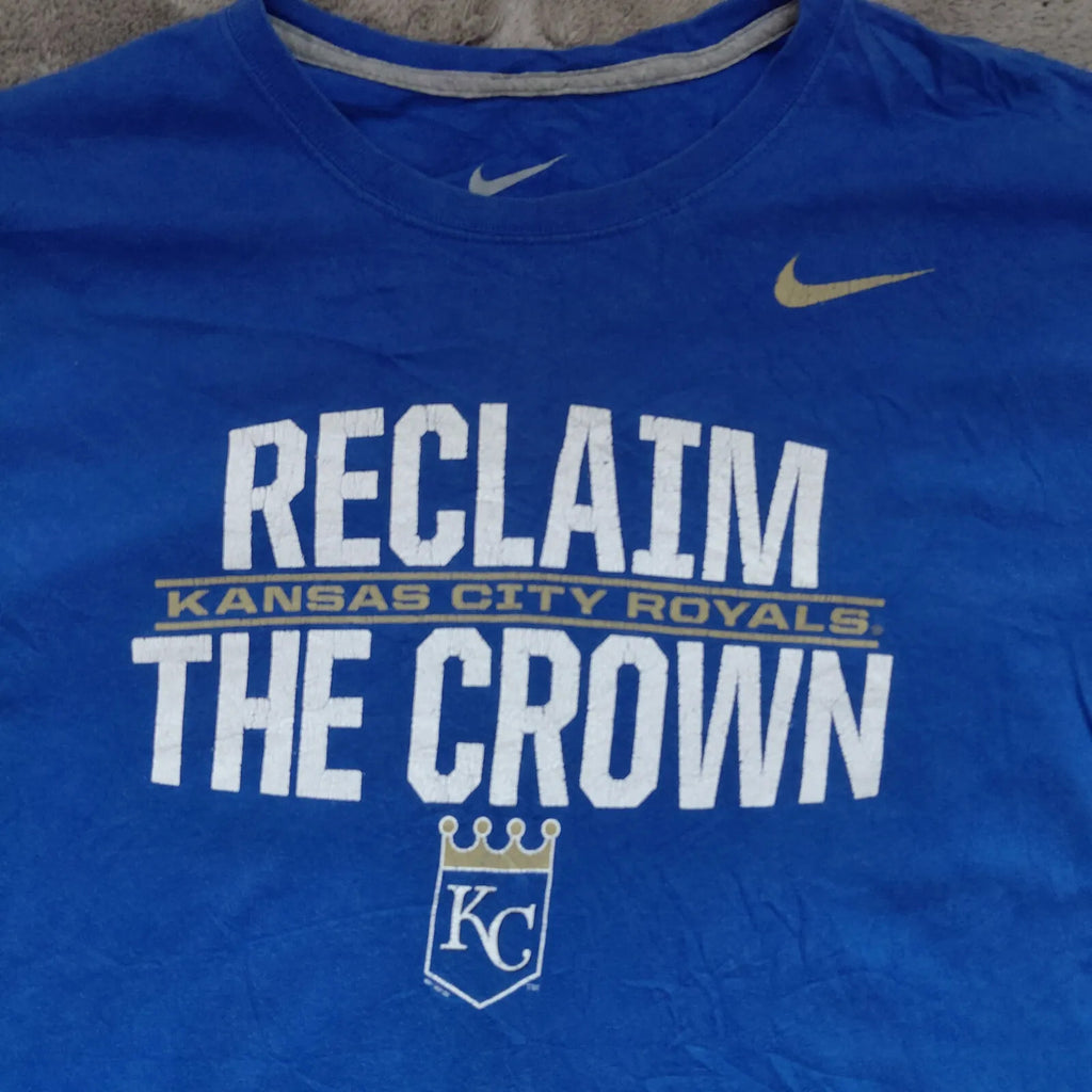 Nike Crew Neck T Shirt XL Blue Cotton Reclaim The Crown Kansas City Royals