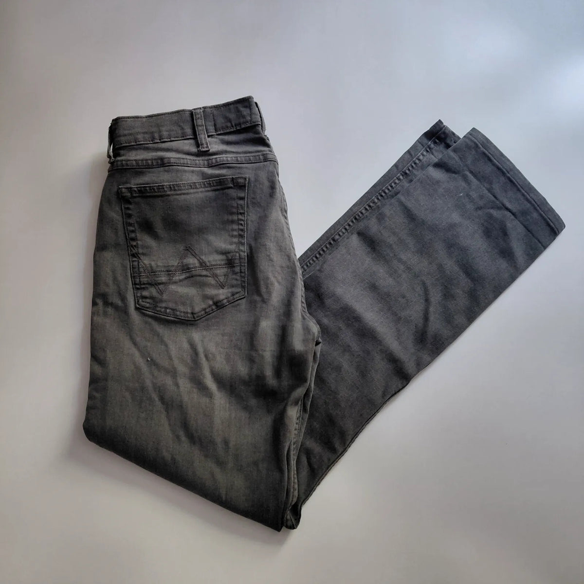 Wrangler Greensboro Jeans Mens W33 L36 Grey Denim Straight Leg Workwear Button