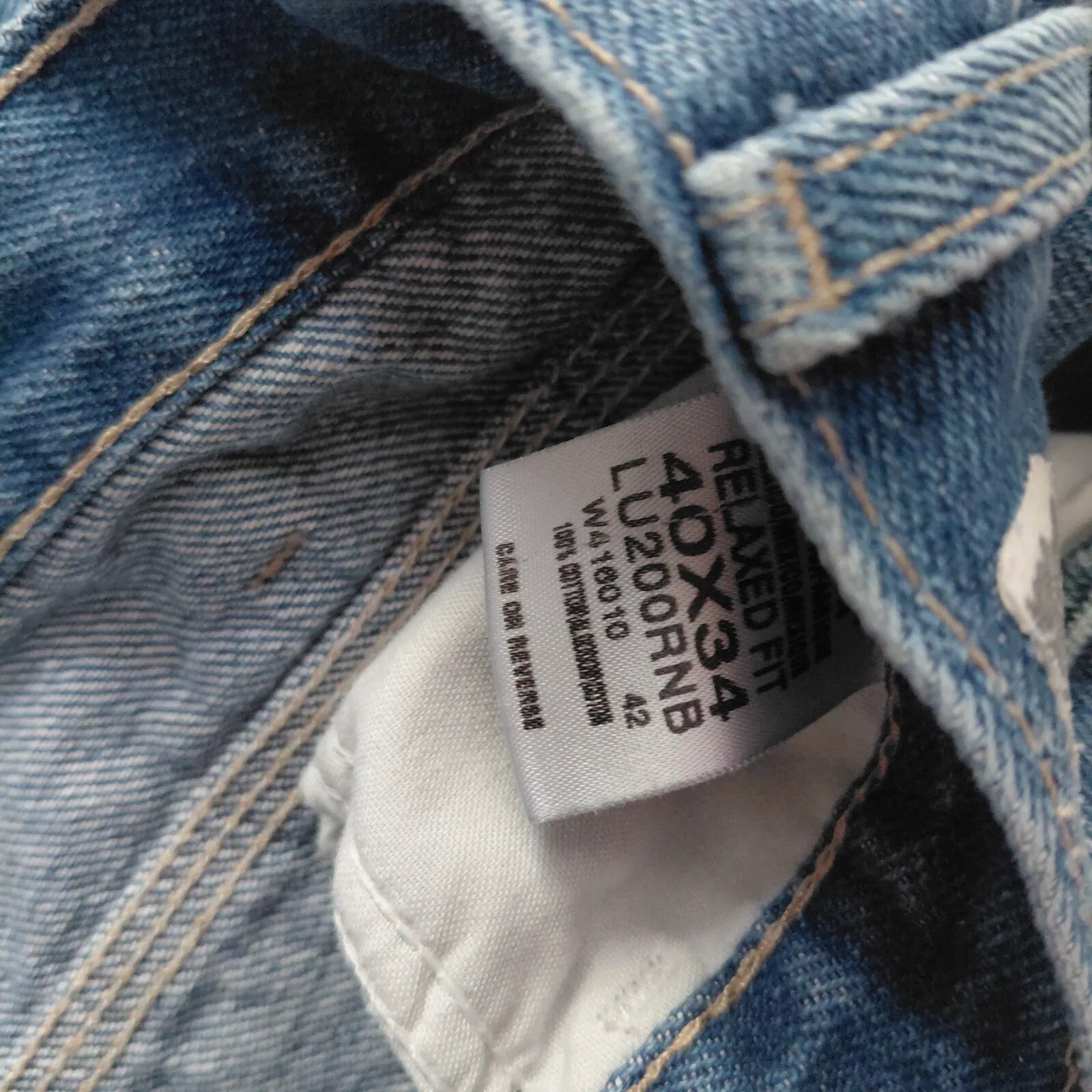 Dickies Carpenter Jeans Mid Blue Wash Denim Distressed Ripped Workwear Utility