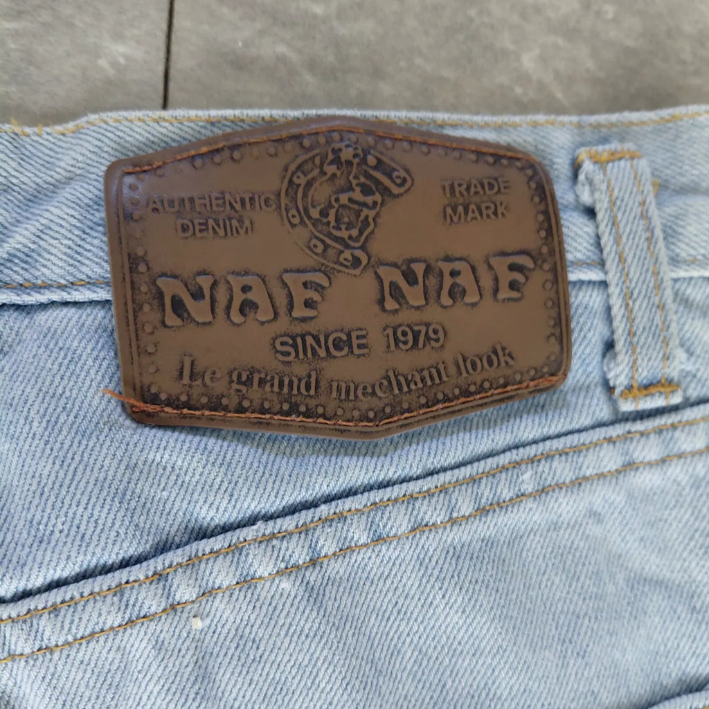 Naf Naf Denim Shorts Womens UK 10 Light Blue Denim Light Wash