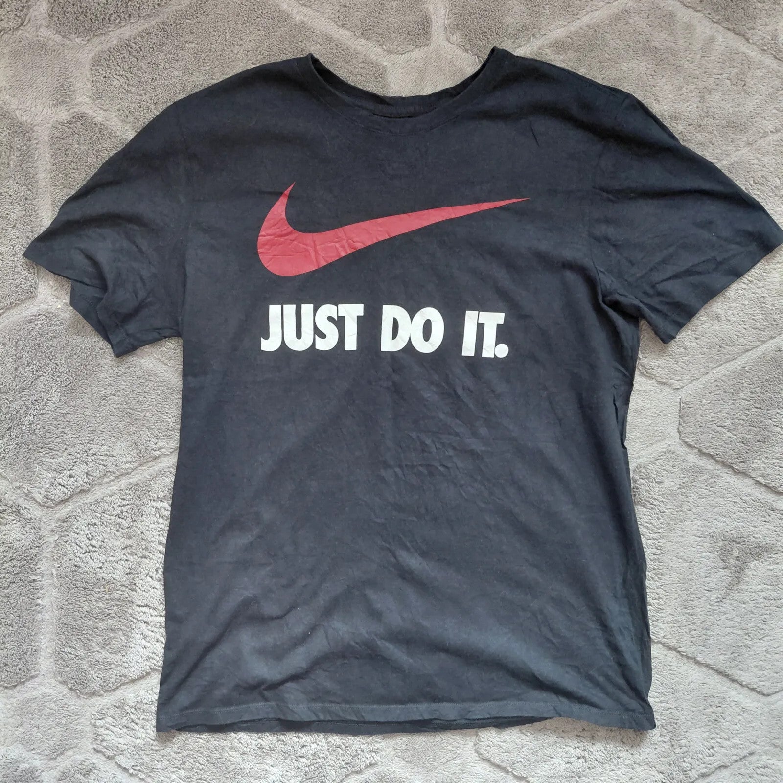 Nike T Shirt Mens Large Black Just Do It Nike Swoosh Graphic Logo Crew Neck