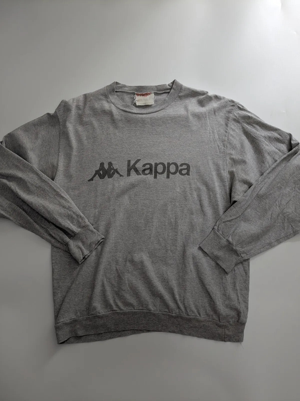Kappa Sweatshirt Grey Cotton Jersey Logo Crew Neck Pullover Streetwear Athletic