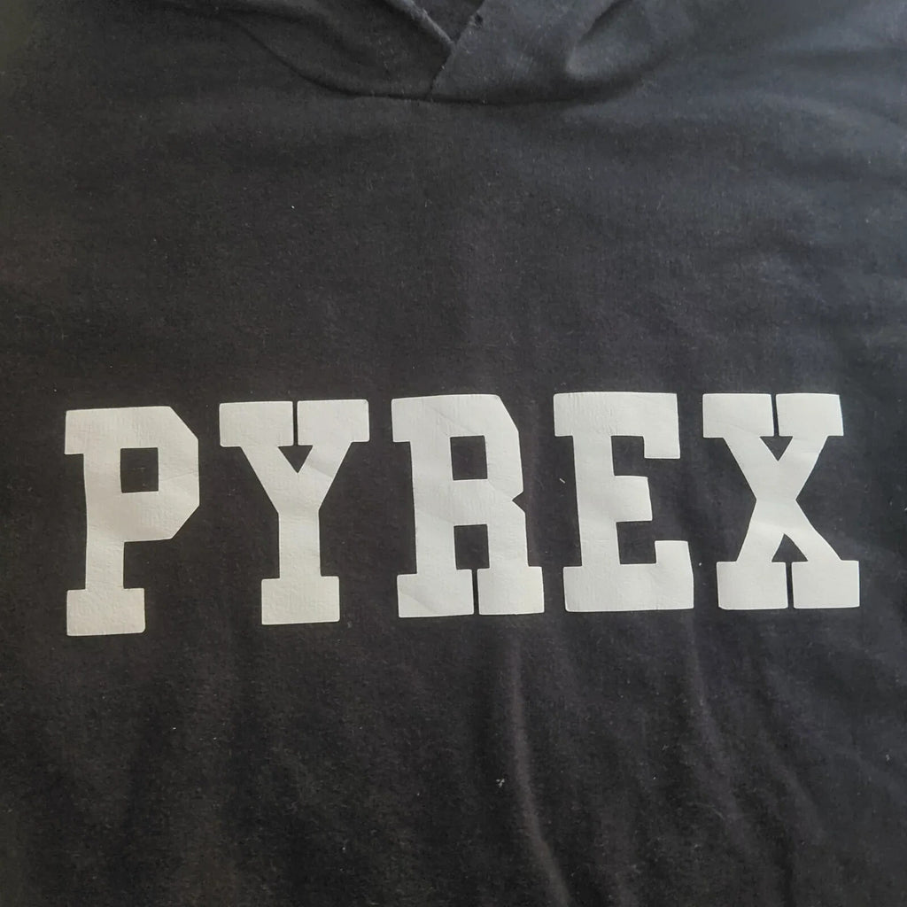 Pyrex Hoodie Black Cotton Logo Pullover Hooded Streetwear