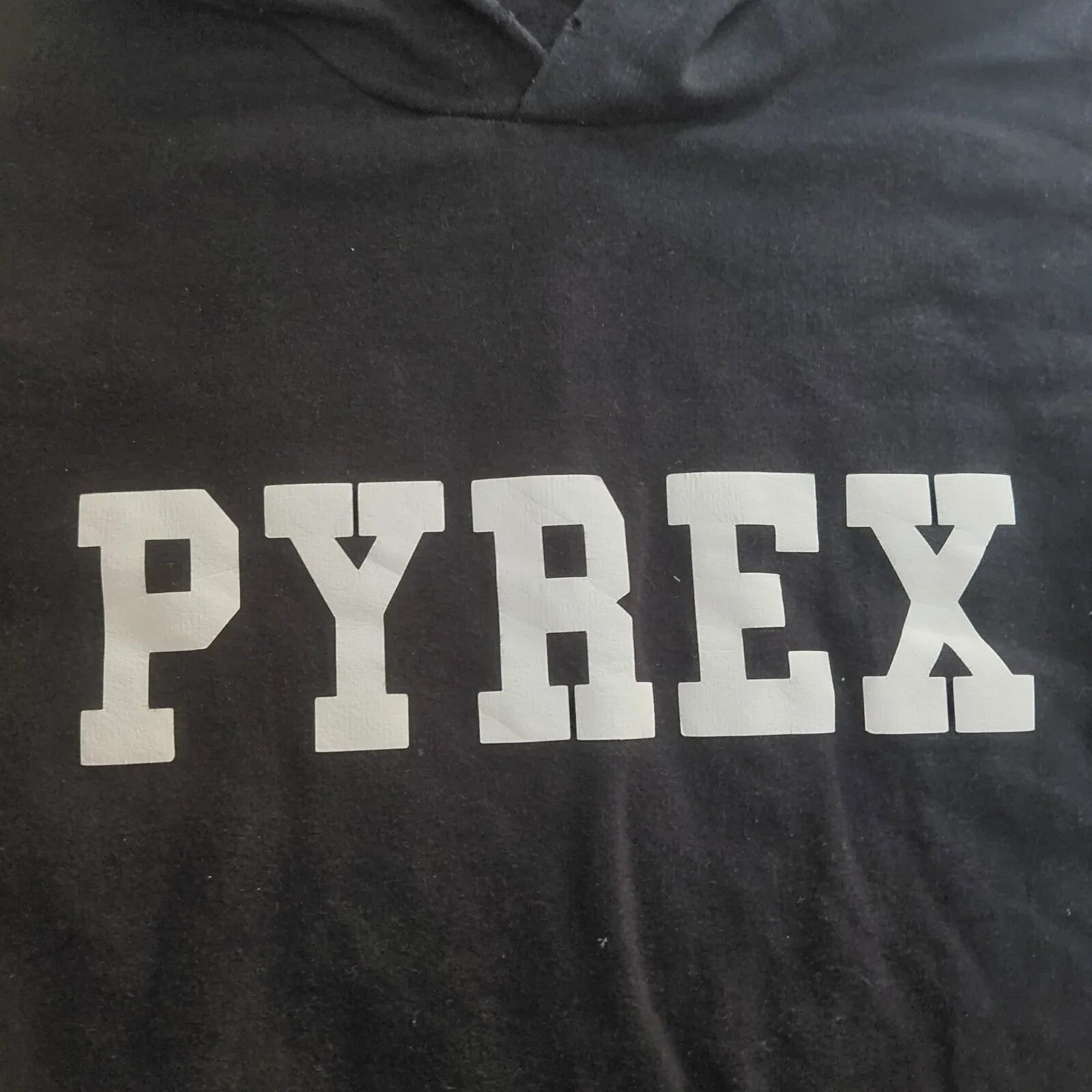 Pyrex Hoodie Black Cotton Logo Pullover Hooded Streetwear