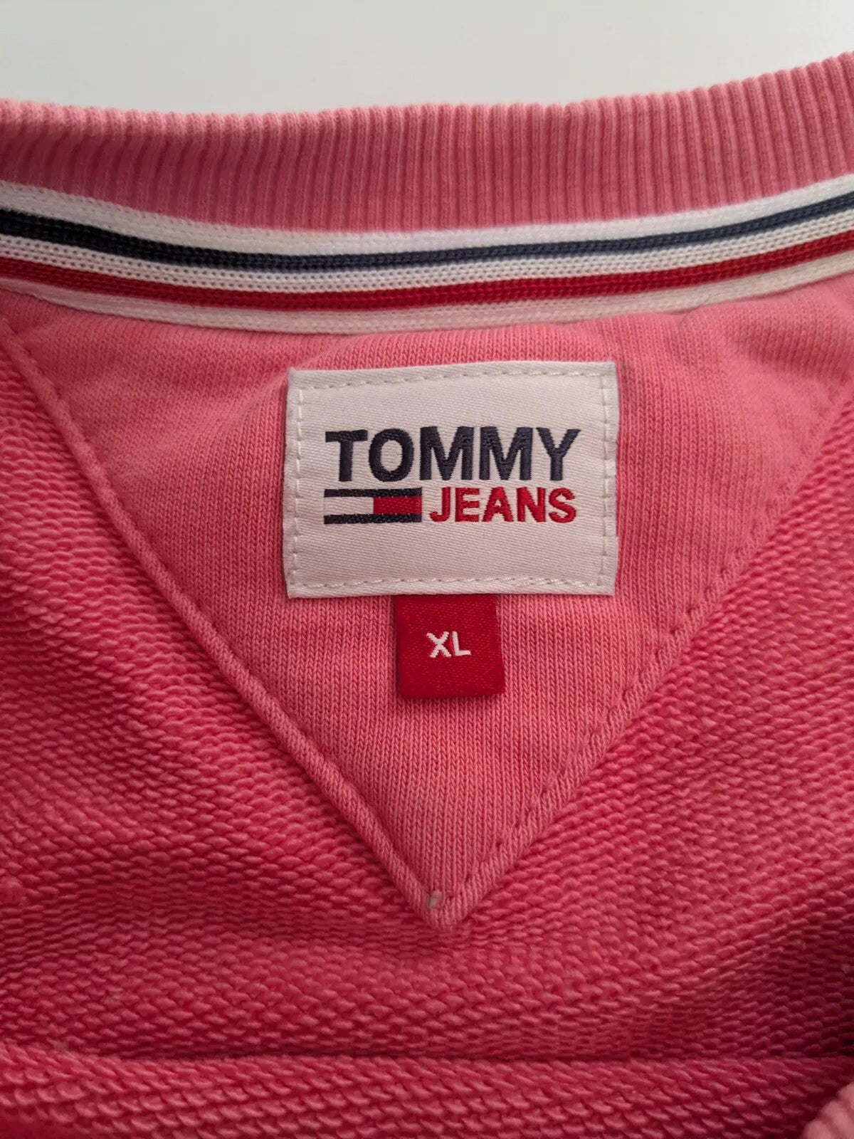 Tommy Jeans Crewneck Sweatshirt M Pink Cotton Logo Pullover