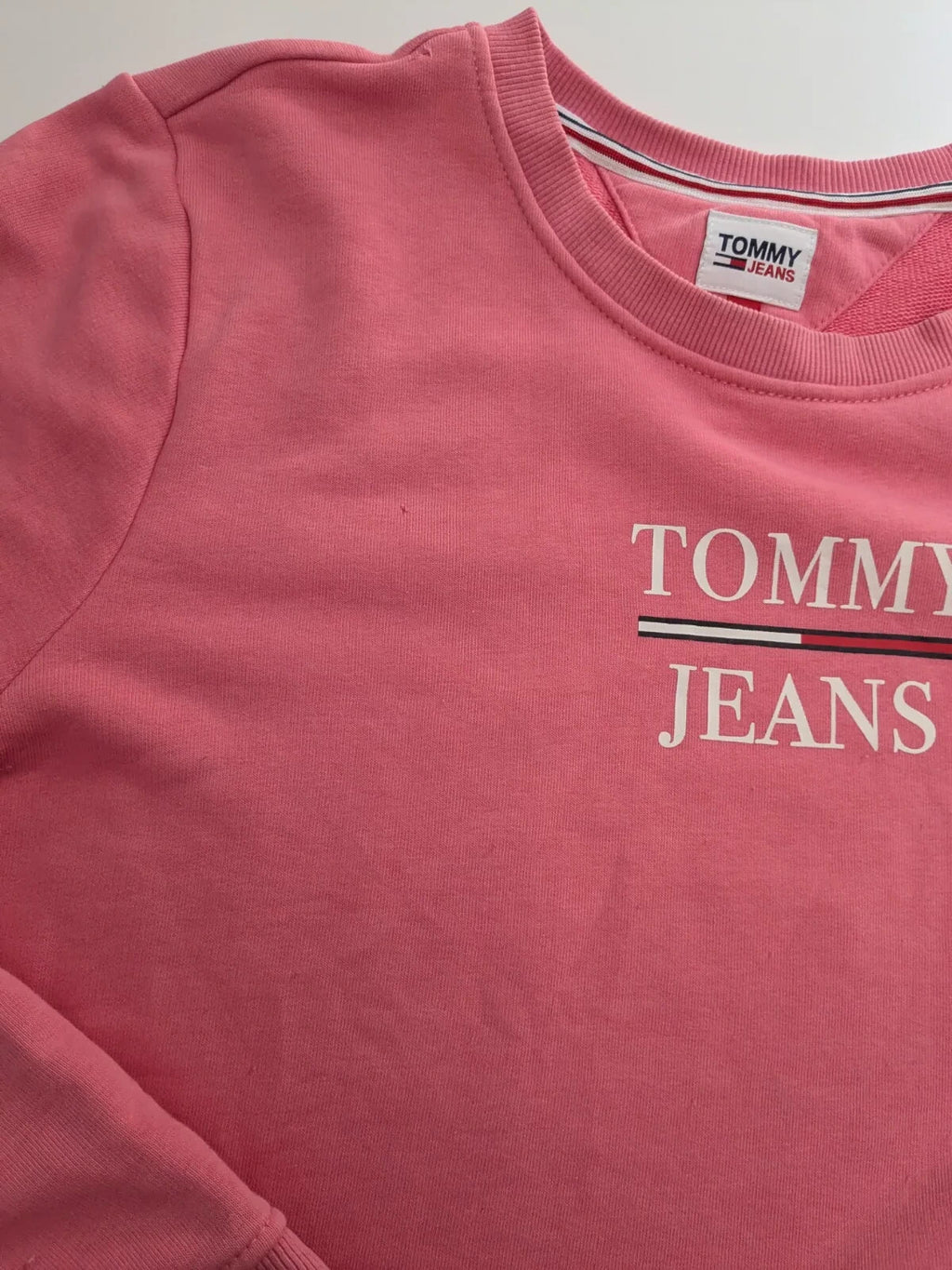 Tommy Jeans Crewneck Sweatshirt M Pink Cotton Logo Pullover
