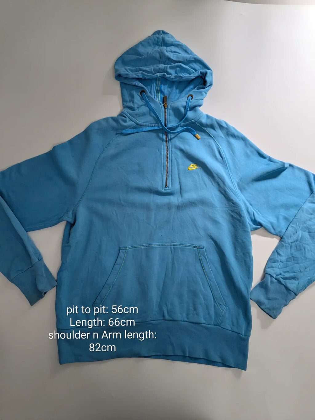 Nike 1/4 Zip Hoodie Mens Large Blue Cotton Logo Hooded Streetwear
