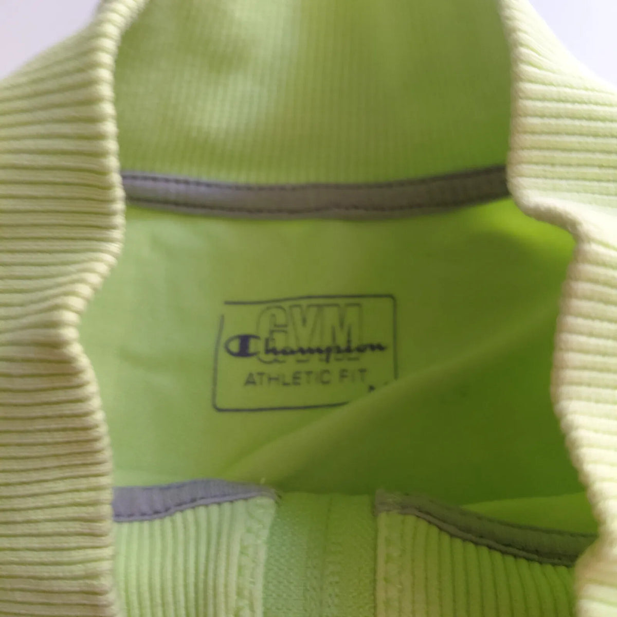 Champion Jacket Lime Green Full Zip Stand Collar Logo Streetwear