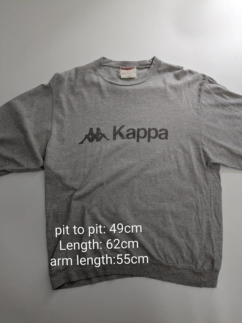 Kappa Sweatshirt Grey Cotton Jersey Logo Crew Neck Pullover Streetwear Athletic