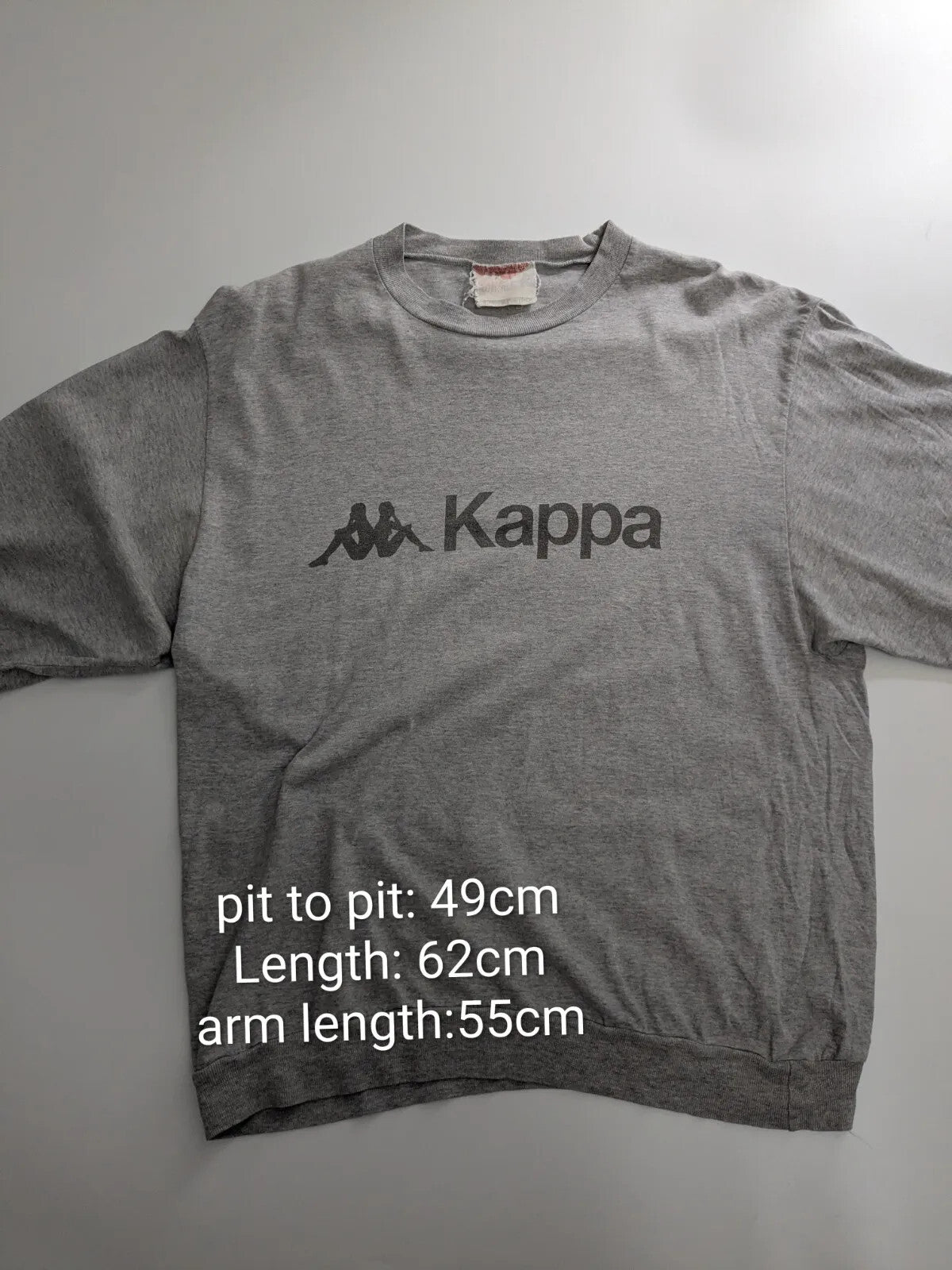 Kappa Sweatshirt Grey Cotton Jersey Logo Crew Neck Pullover Streetwear Athletic