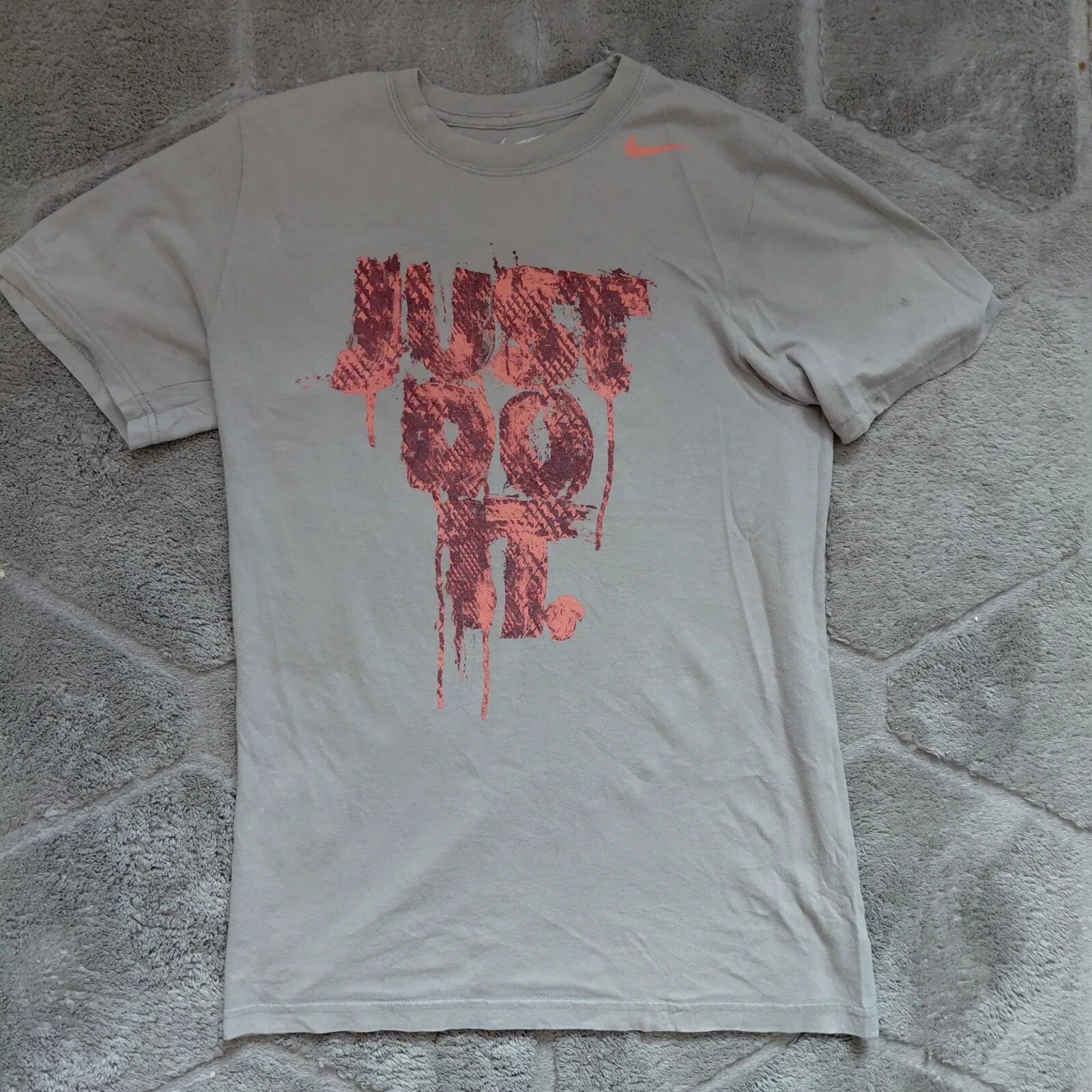 Nike Short Sleeve T Shirt Mens Small Grey Cotton Jersey Just Do It Graphic Logo