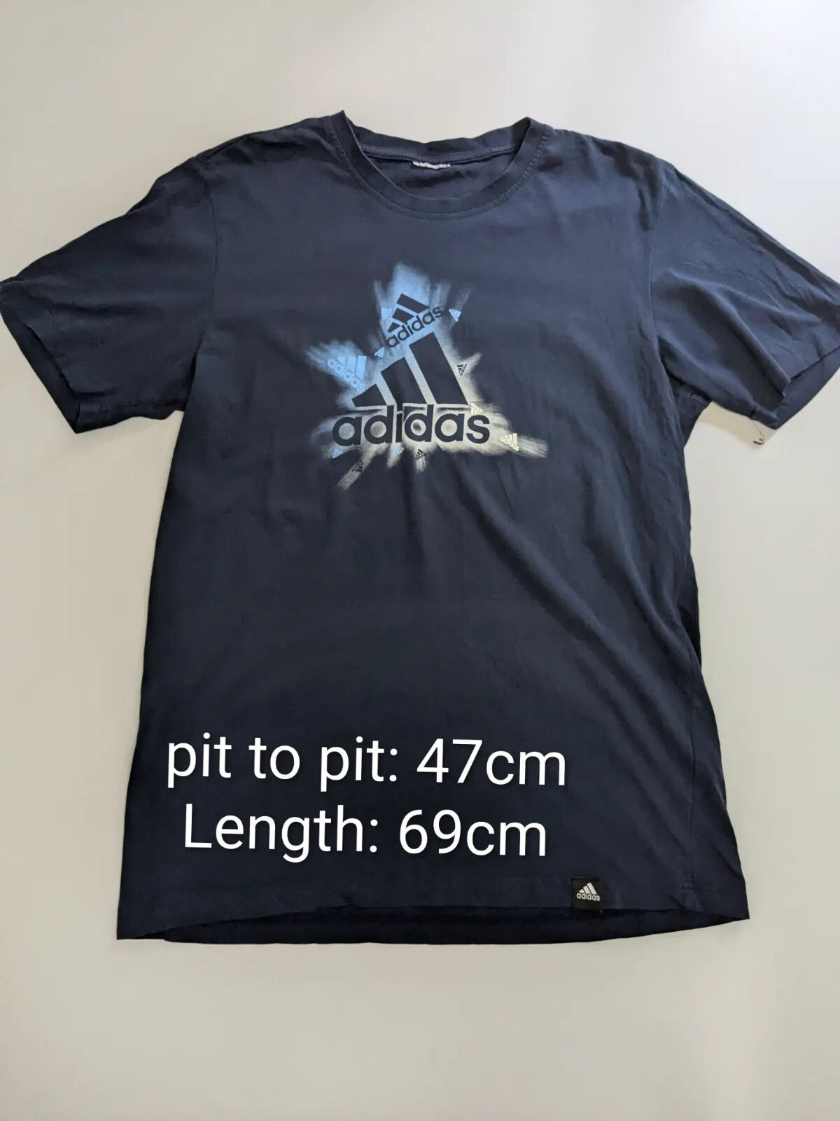 Adidas T Shirt Navy Cotton Logo Graphic Streetwear