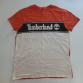 Timberland T Shirt Large Orange Black White Organic Cotton Logo Colour Block