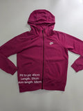 Nike Zip Hoodie Pink Cotton Full Zip Logo Hooded Streetwear