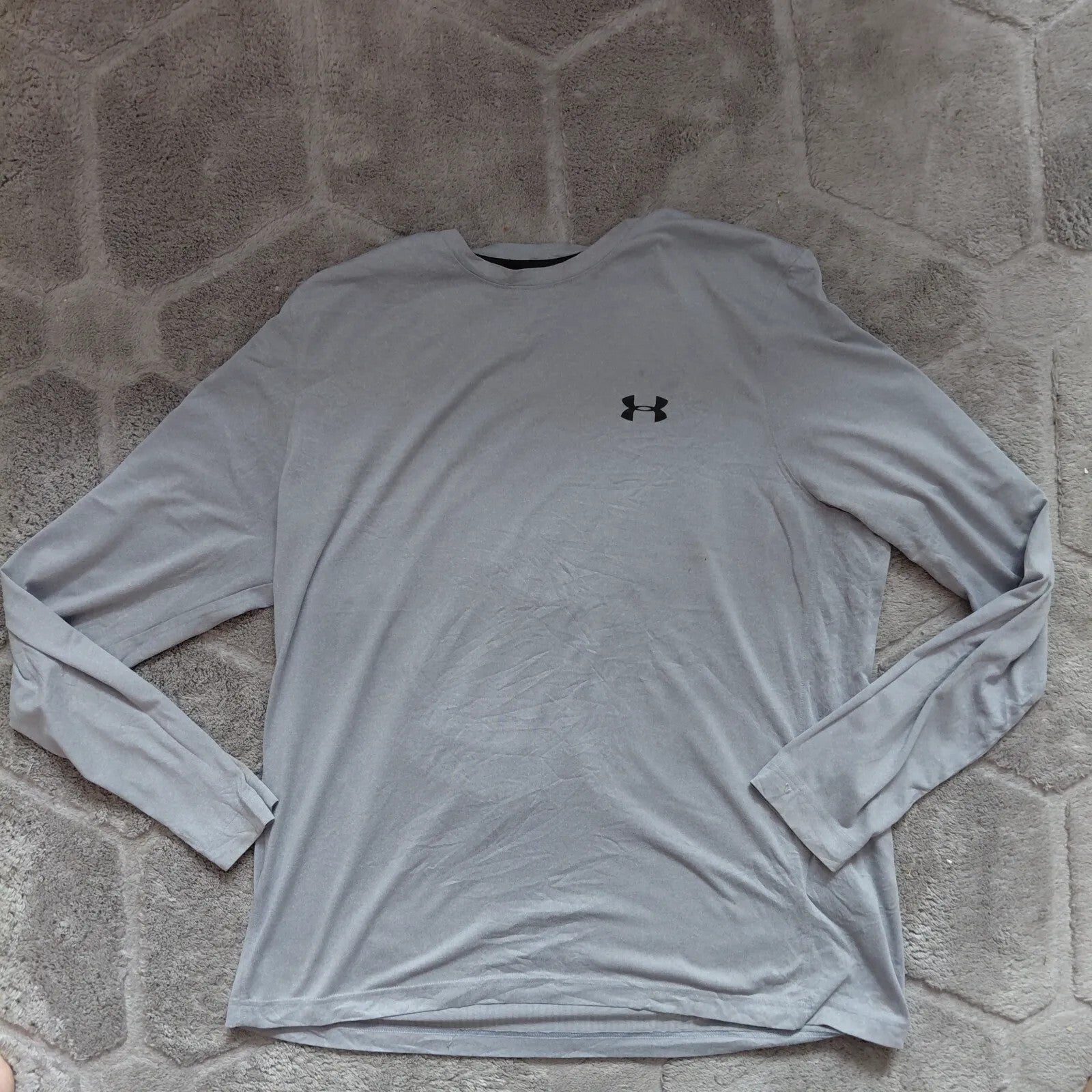 Under Armour Long Sleeve T Shirt Mens Grey Fabric Crew Neck Logo