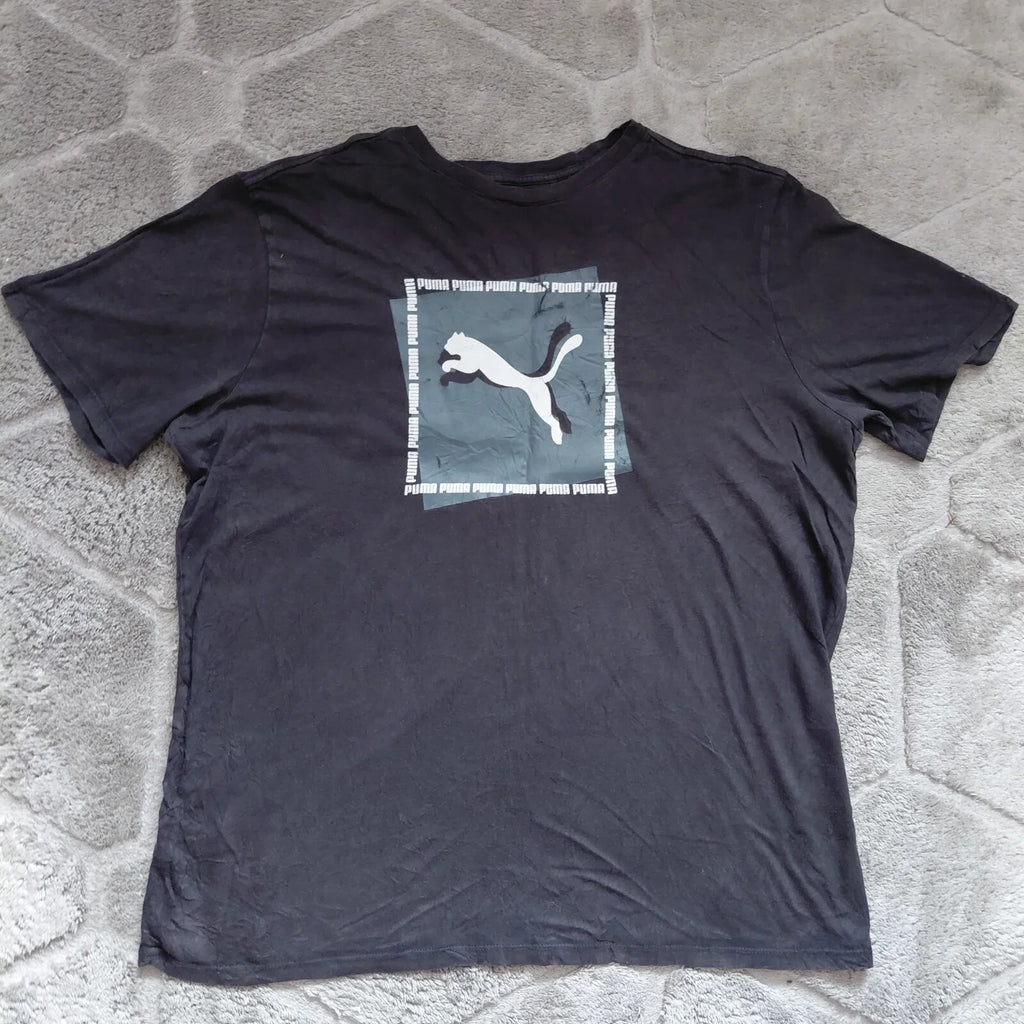 Puma Men's Black Logo T Shirt Size Large Crew Neck Cotton Graphic Tee