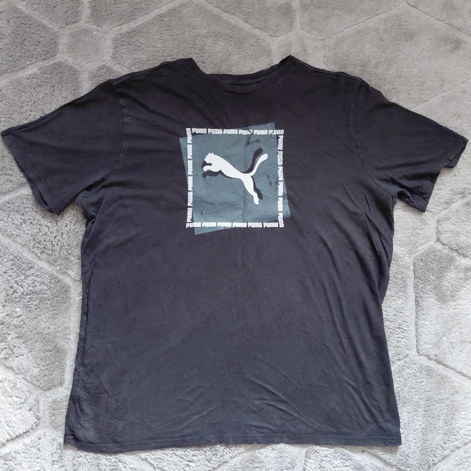 Puma Men's Black Logo T Shirt Size Large Crew Neck Cotton Graphic Tee