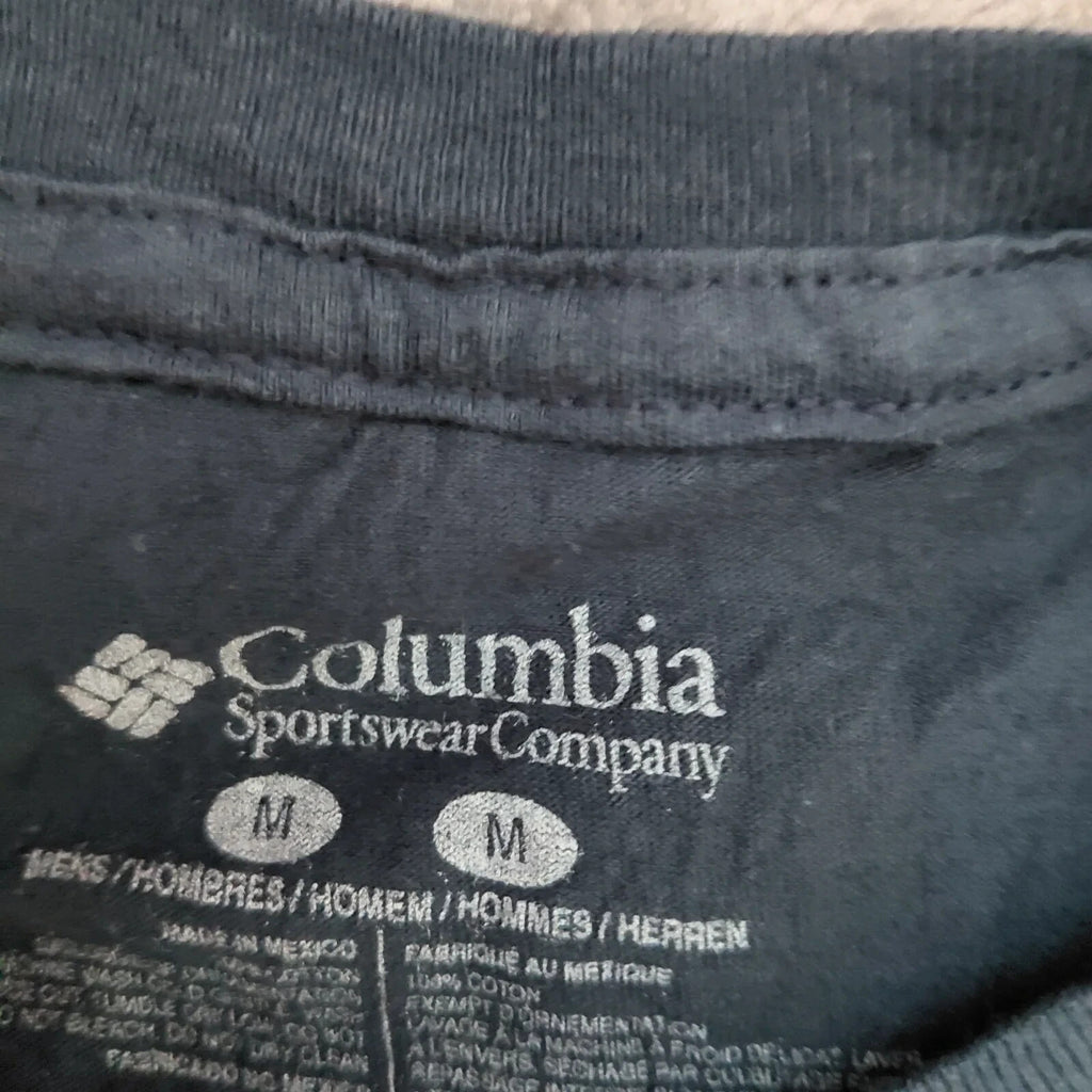 Columbia Crew Neck T Shirt Mens Medium Navy Cotton American Flag Graphic Short