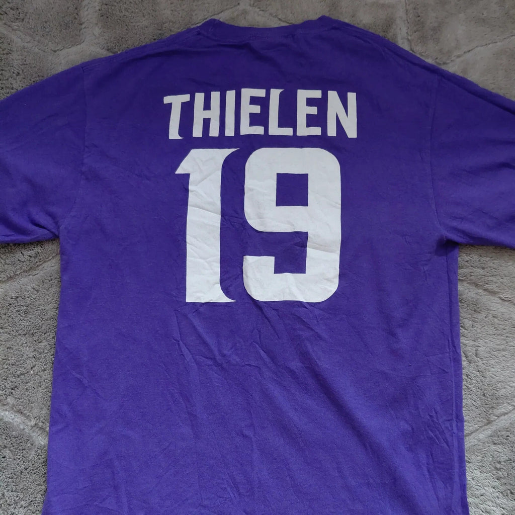 Team Apparel T Shirt Purple Vikings Thielen Number 19 Graphic Logo NFL Football