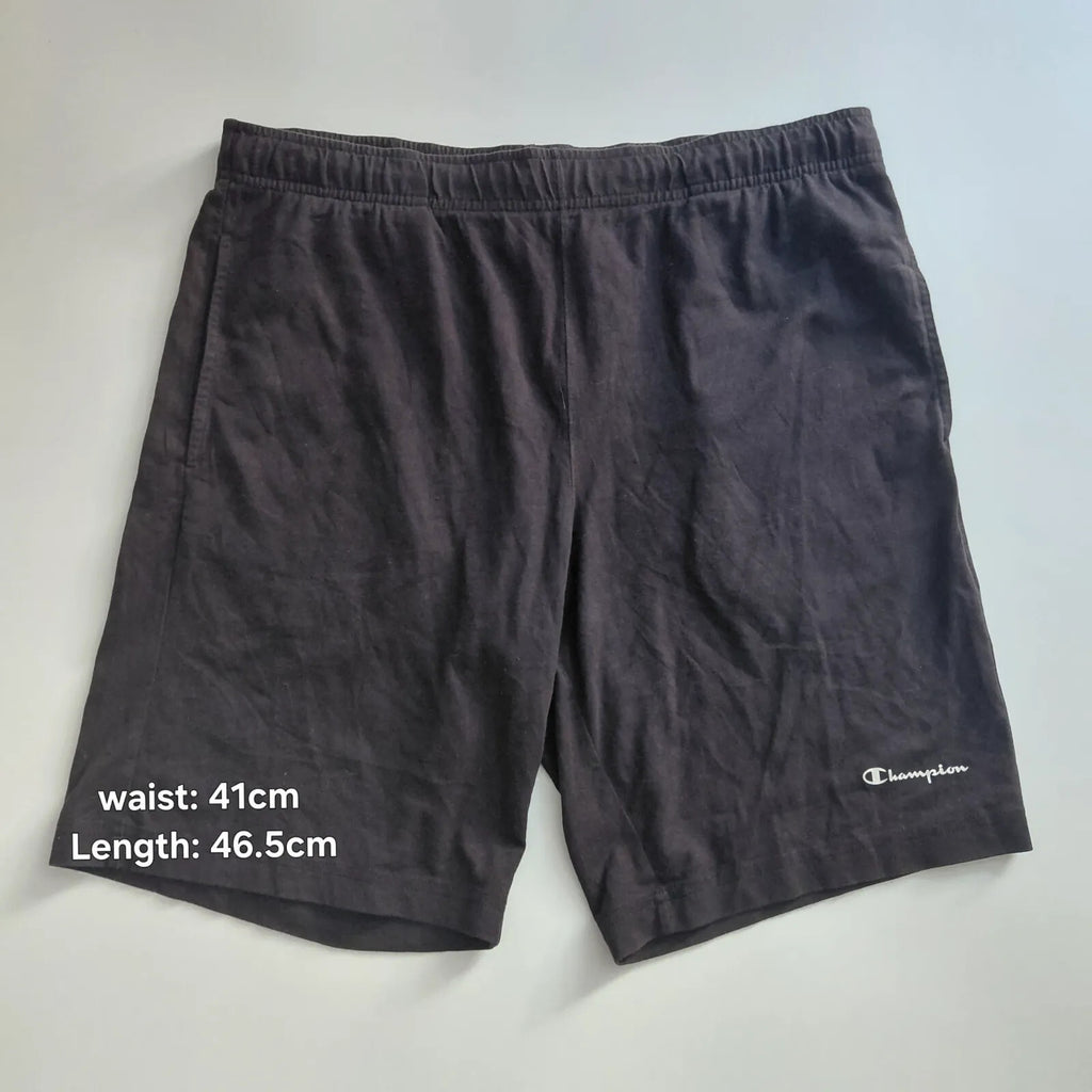 Champion Shorts Black Logo Elastic Waist Athletic