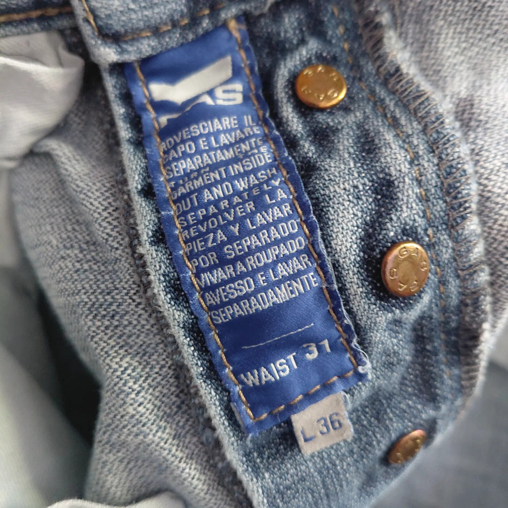 Gas Jeans L36 Light Blue Wash Denim Regular Straight Button Fly