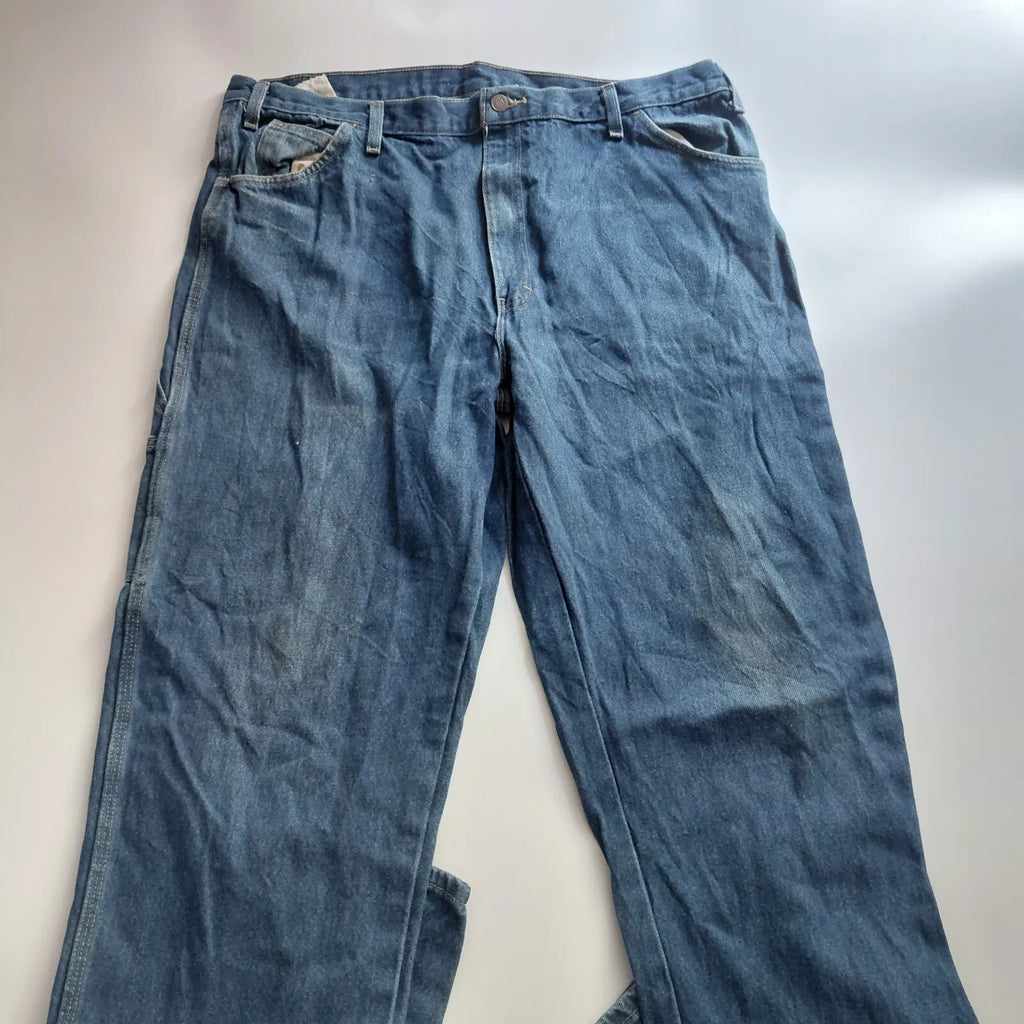 Dickies Carpenter Jeans UK11 Mid Blue Wash Denim Regular Straight Workwear