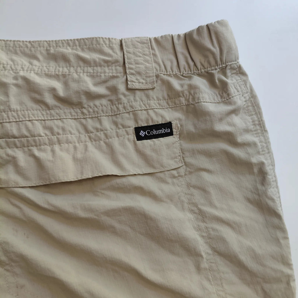 Columbia Cargo Shorts Beige Nylon Ripstop Outdoor Utility Button Fly