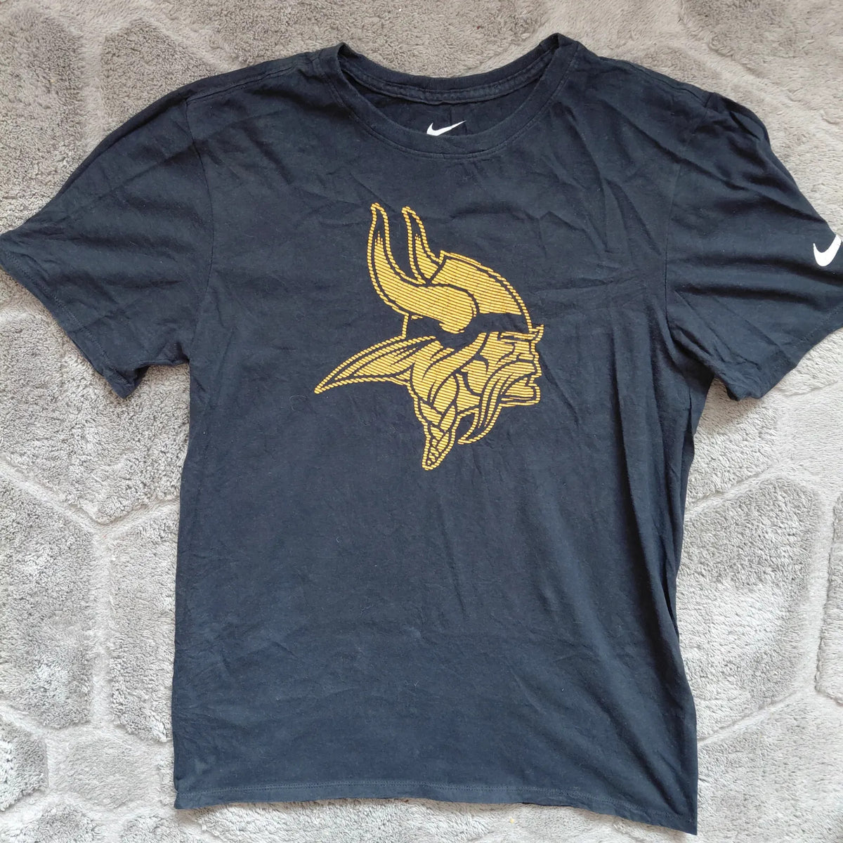 Nike The Nike Tee Crew Neck T Shirt Mens Black Cotton Minnesota Vikings Logo