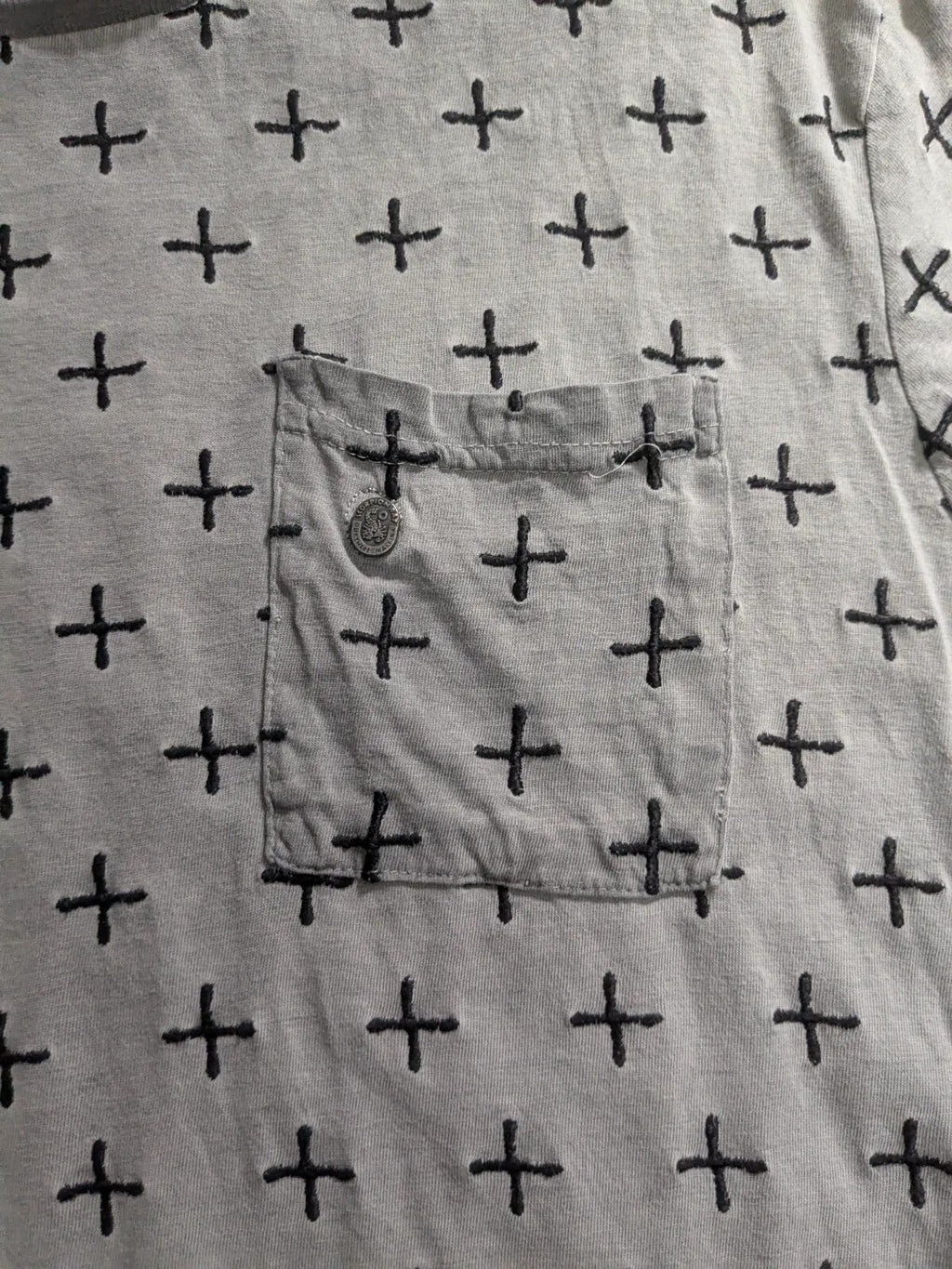 Scorpion Bay T-Shirt Large Grey Cotton Cross Print Graphic Logo Short Sleeve