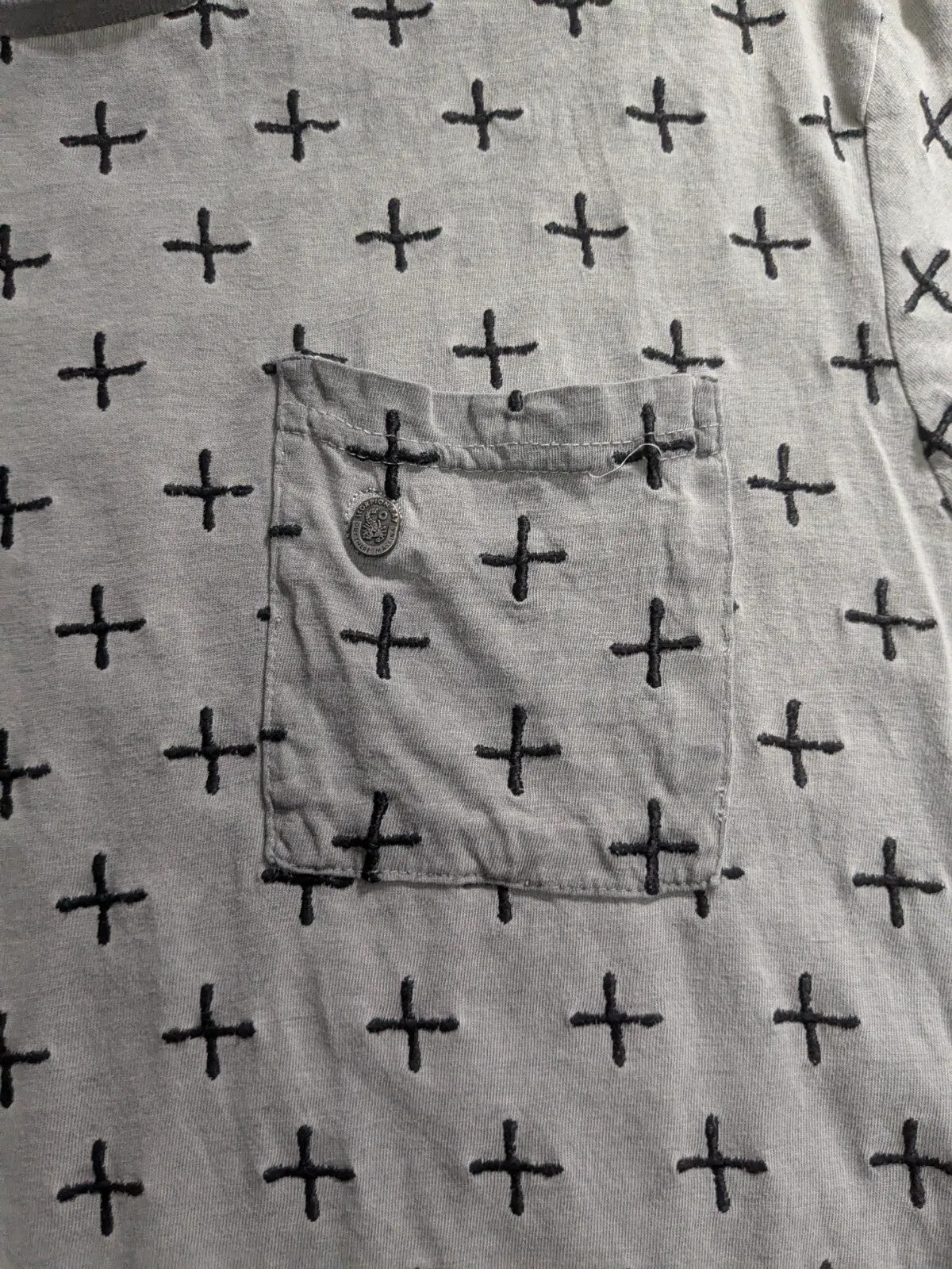 Scorpion Bay T-Shirt Large Grey Cotton Cross Print Graphic Logo Short Sleeve