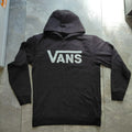Vans Pullover Hoodie Mens Large Black Cotton Fleece Lining Logo Long Sleeve