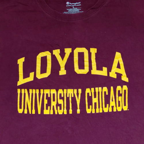 Champion Loyola University Chicago T Shirt Men's Large Burgundy Graphic Tee
