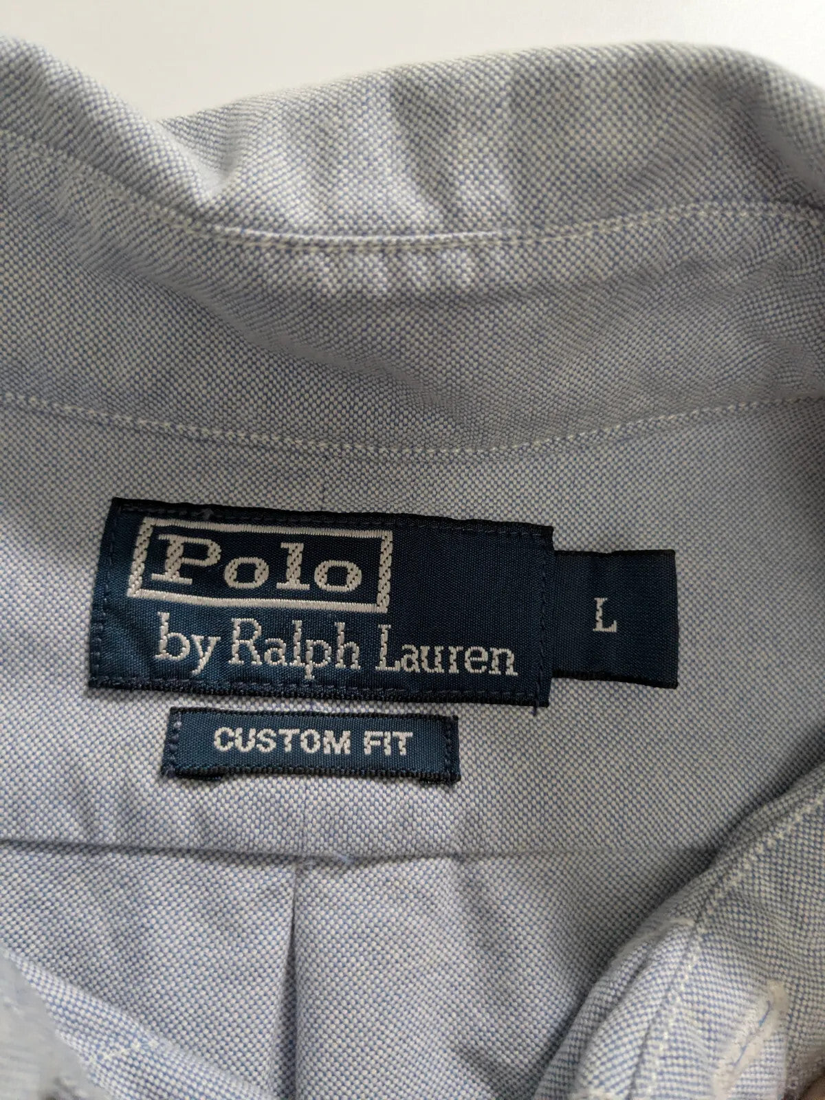 Ralph Lauren Shirt Mens Large Light Blue Cotton Embroidered Logo Custom Fit