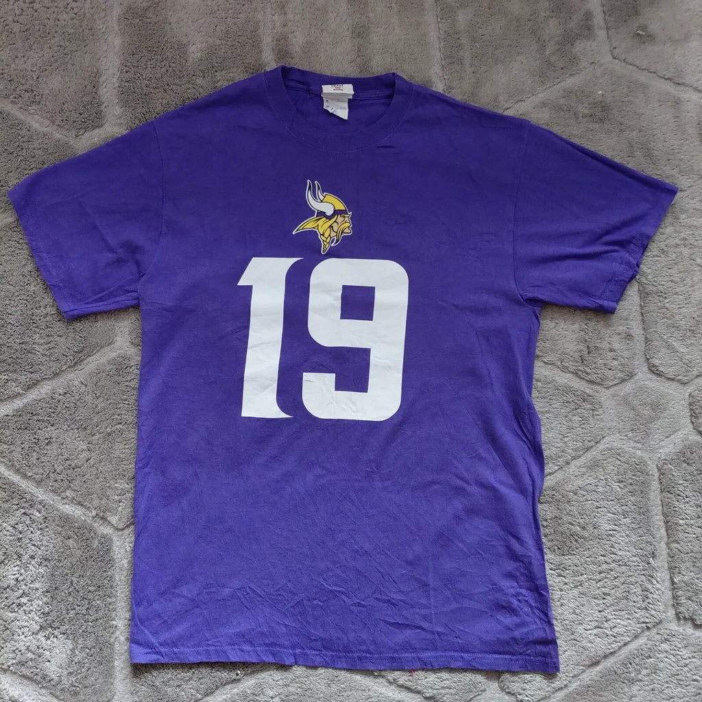 Team Apparel T Shirt Purple Vikings Thielen Number 19 Graphic Logo NFL Football