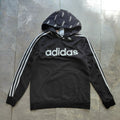 Adidas Hoodie UK 13 14Y Black Pullover Hooded Logo Long Sleeve Athletic